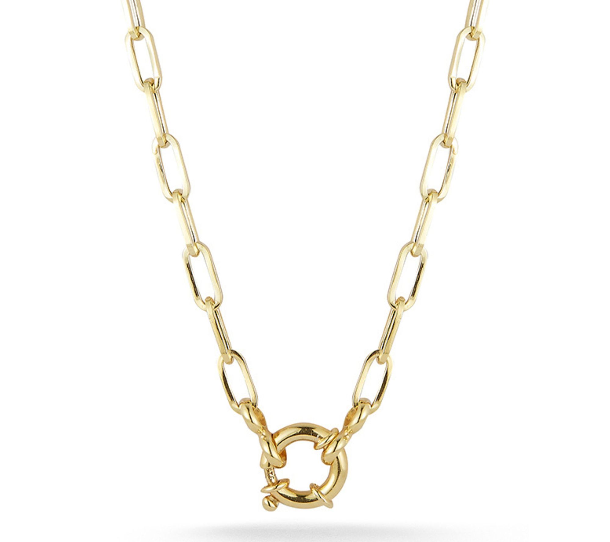 Italian Silver Spring Clasp Paperclip Necklace,Sterling