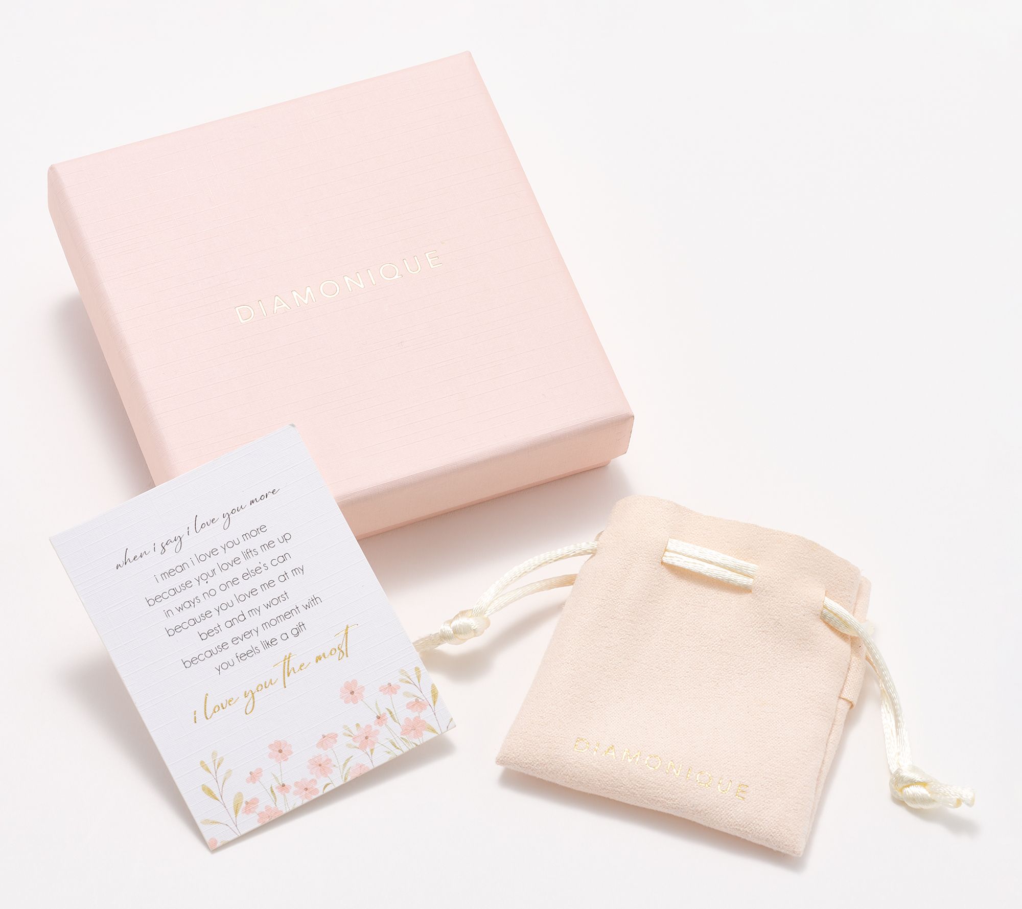 Diamonique Sterling Silver Puffy Pave Heart Necklace with Gift Box