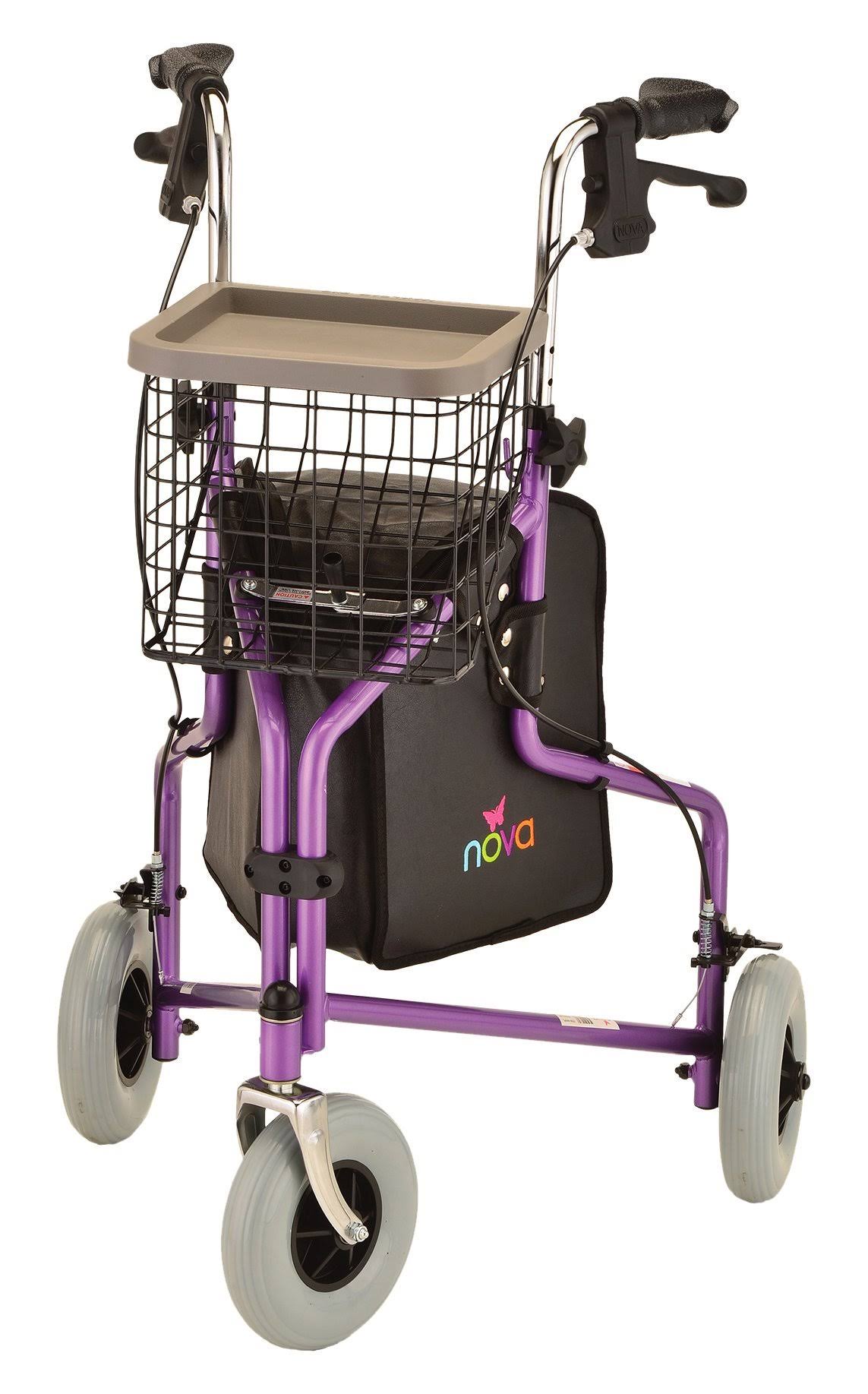 Nova Traveler 3-Wheel Rolling Walker, Purple