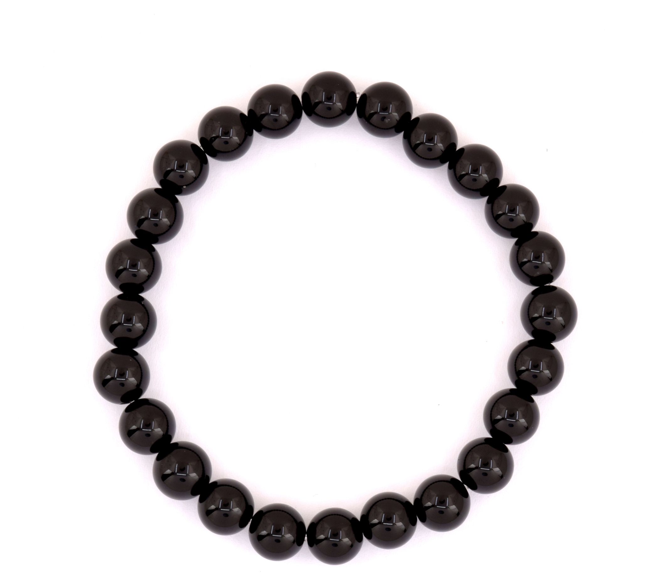 Black Chalcedony Smooth Beaded Stretch Bracelet