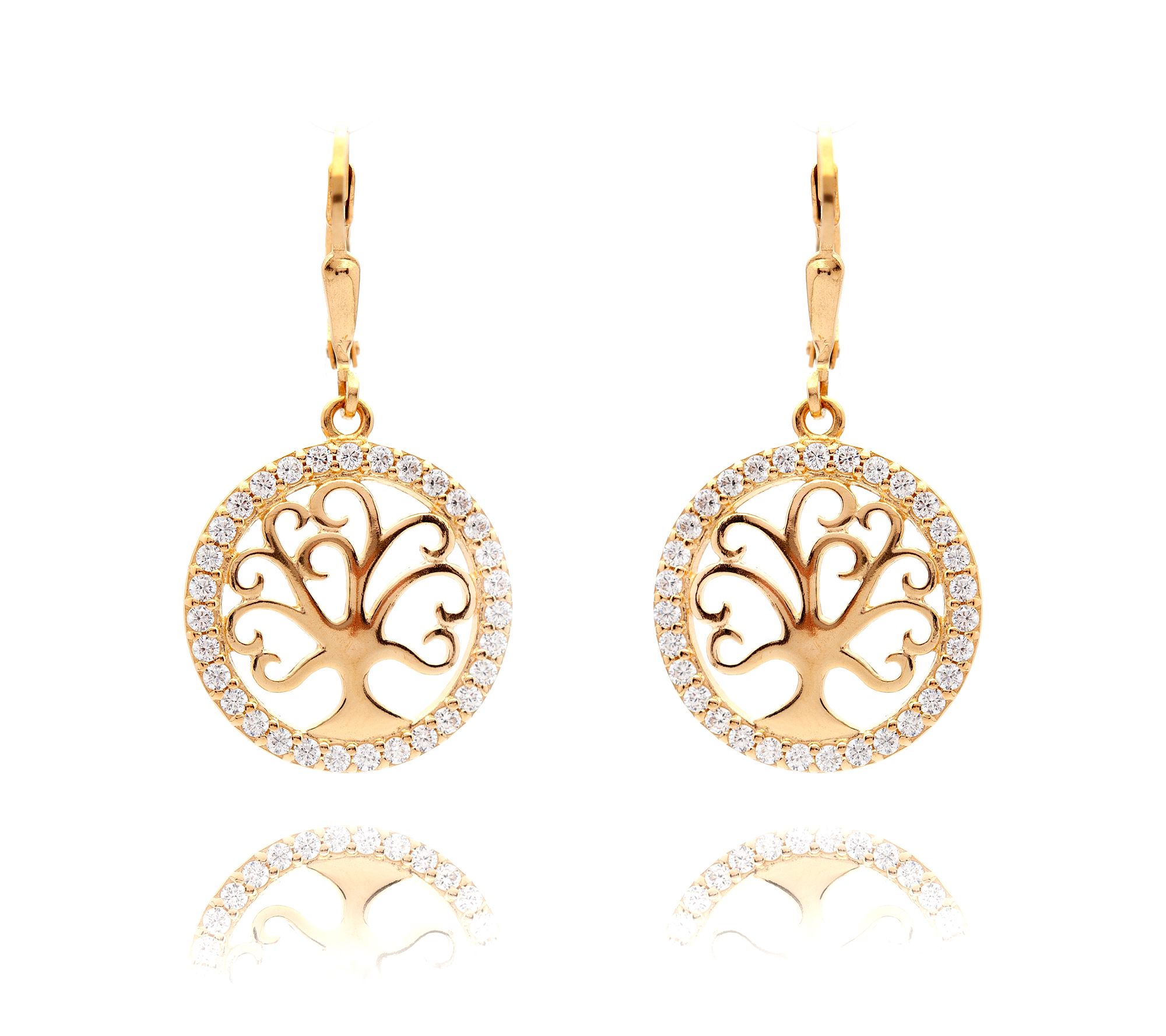 Diamonique Tree of Life Dangle Earrings, Sterling Silver