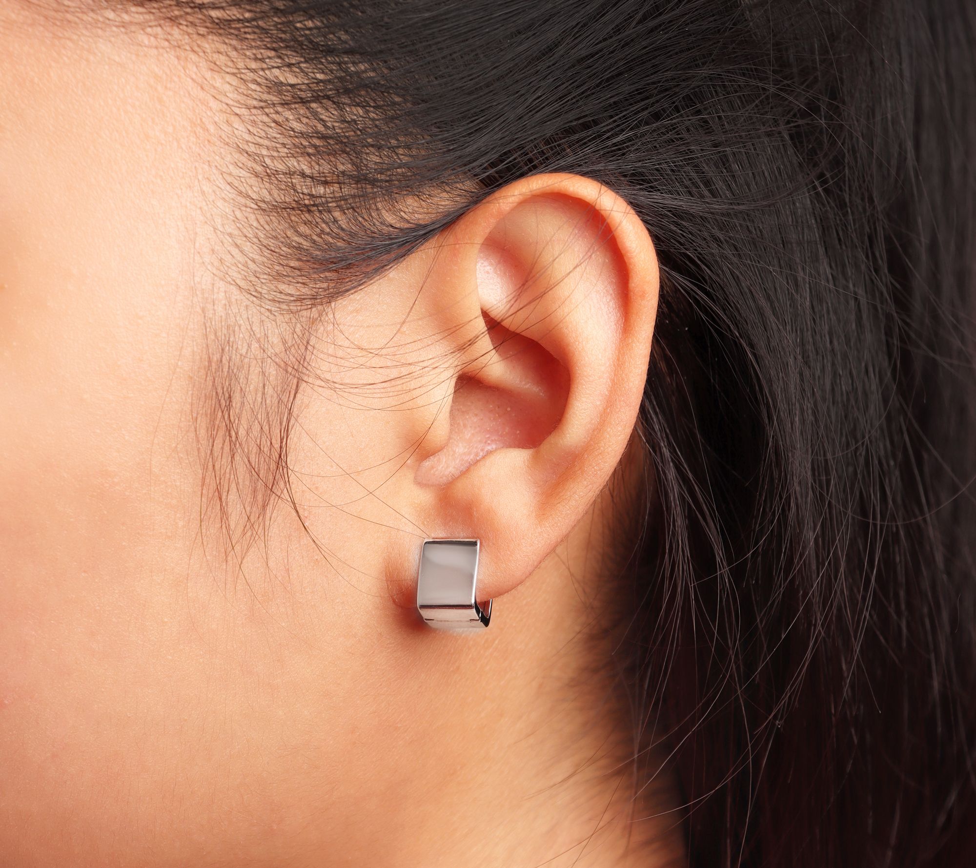 David Markstein Sterling Polished Rectangle Hoop Earrings