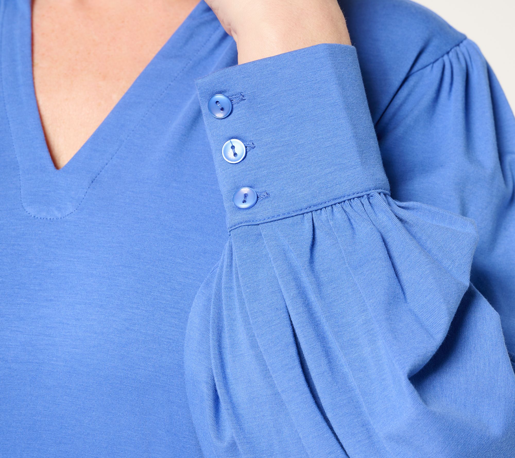 by Stacy London Blouson Sleeve Knit Top with Collar