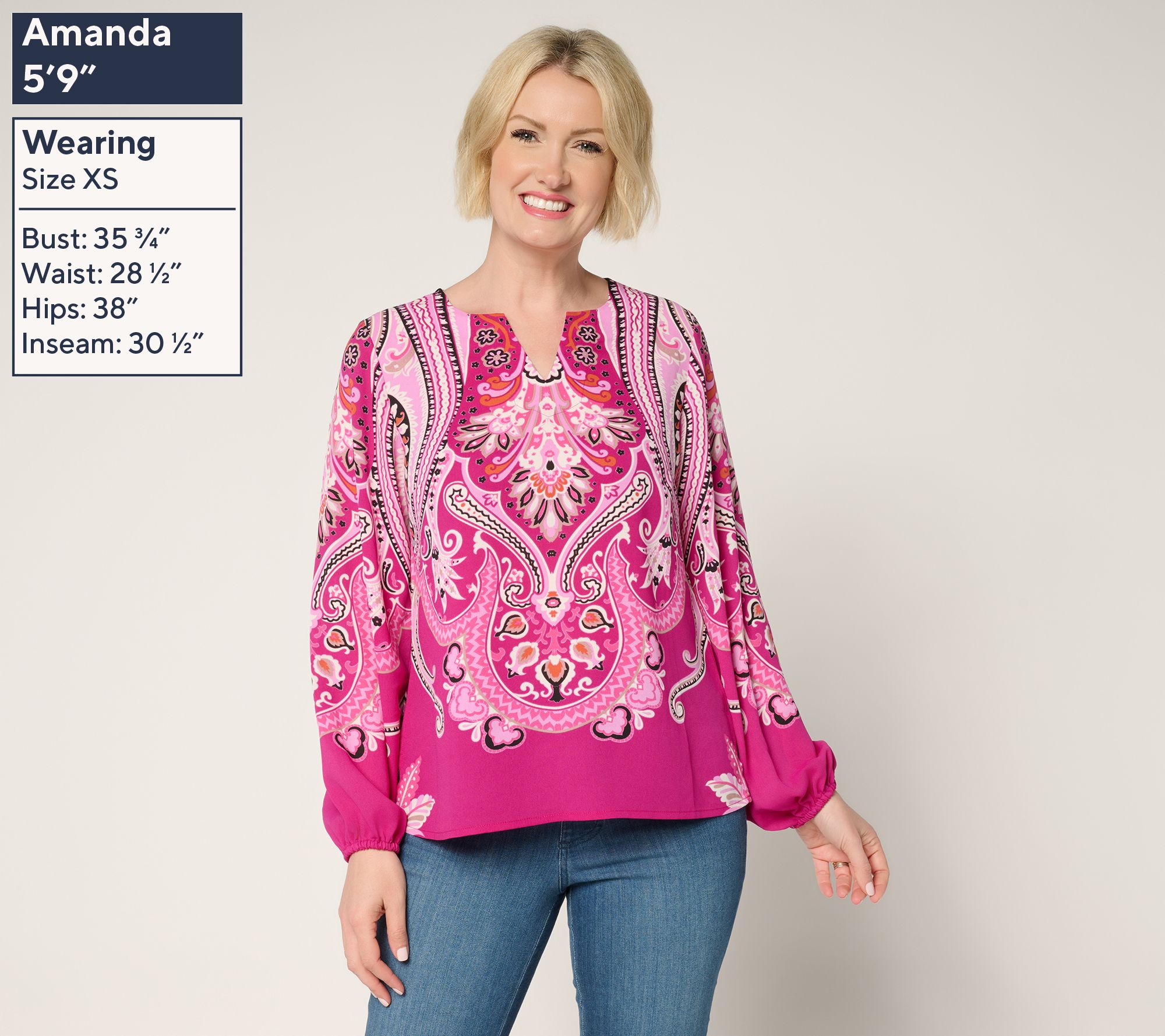 Belle by Kim Gravel Spicy Medallion Print Blouse