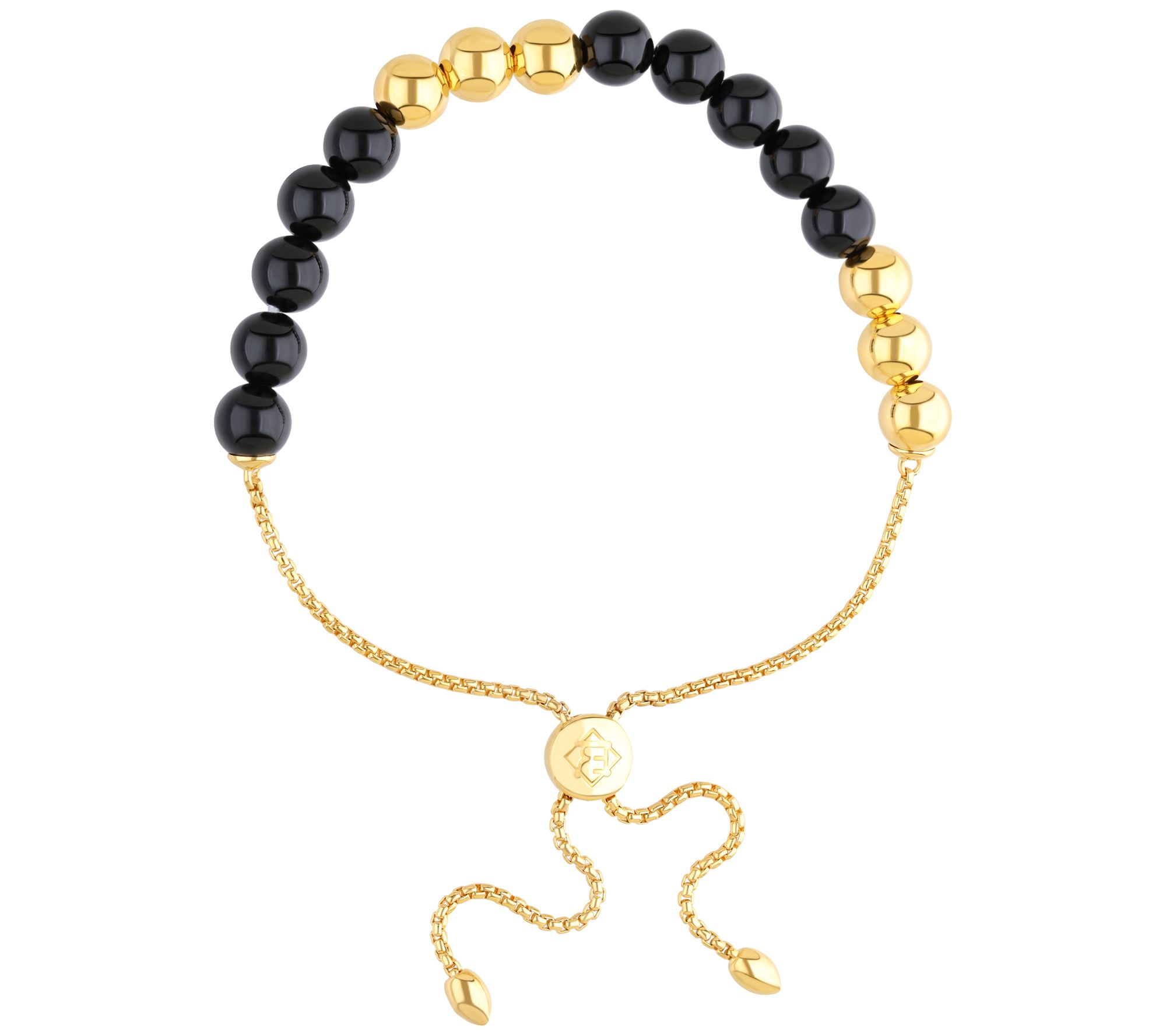 Elyse Ryan 14K Gold Clad & Onyx Adjustable Bead Bracelet