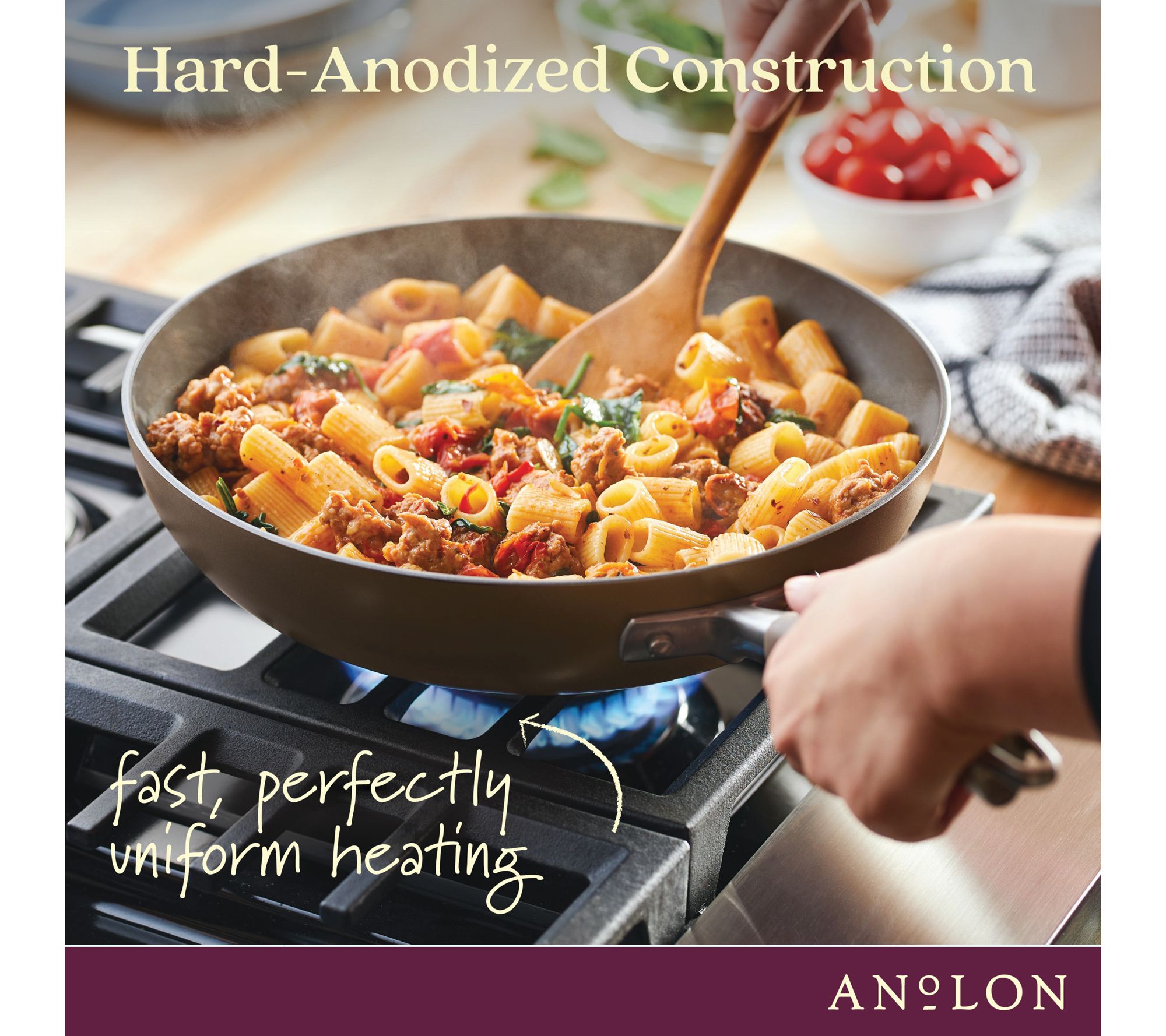 Anolon Advanced Home Hard-Anodized Nonstick Stir Fry Pan, 12in