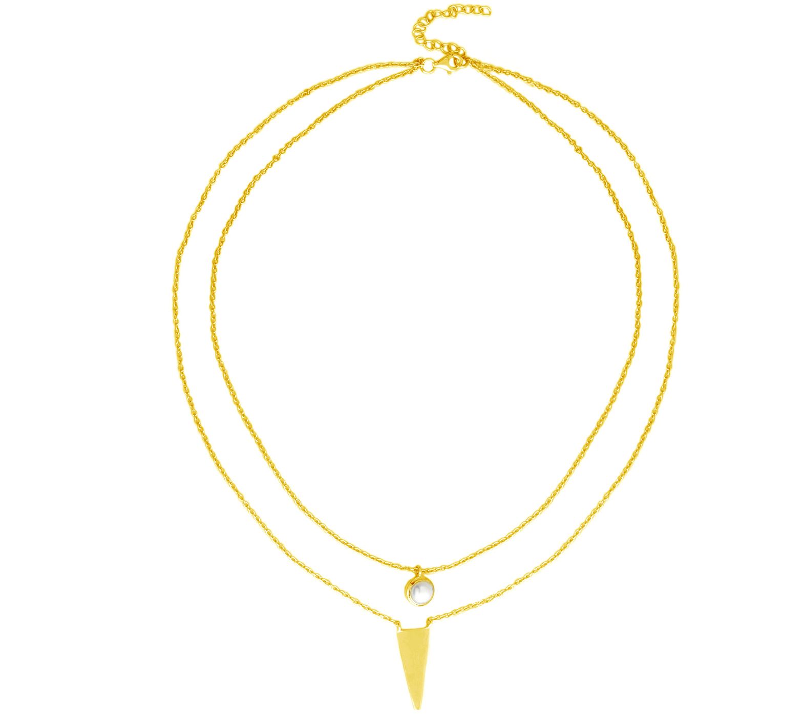 Cultured Pearl & Triangle Layered Necklace, Sterling