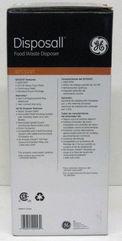 GE GFC520V Steel, Steel Garbage Disposal - Black