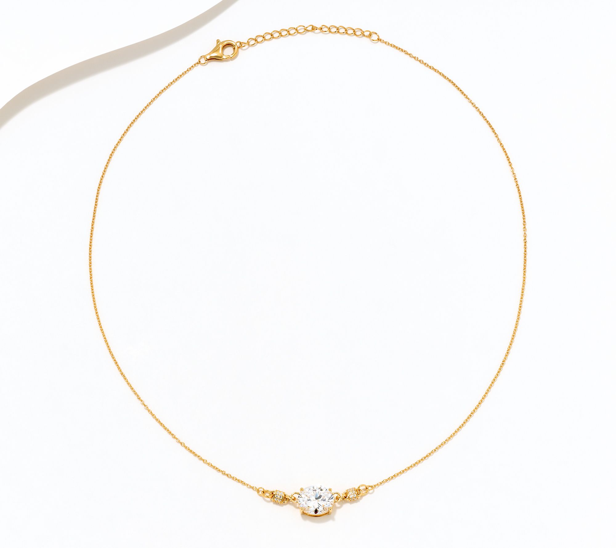 Diamonique Classics Pave Rondelle Link Necklace, Sterling Silver