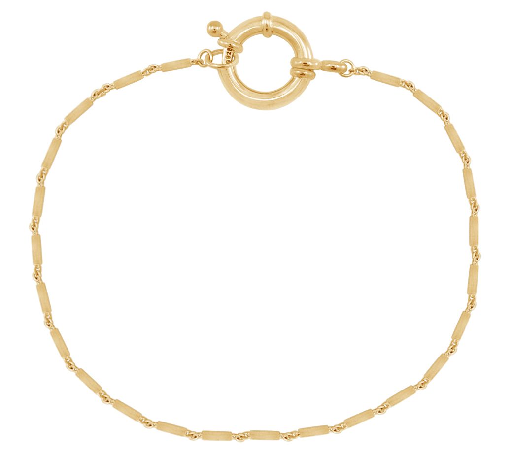 14K Gold Plated Tube Bar Chain Bracelet
