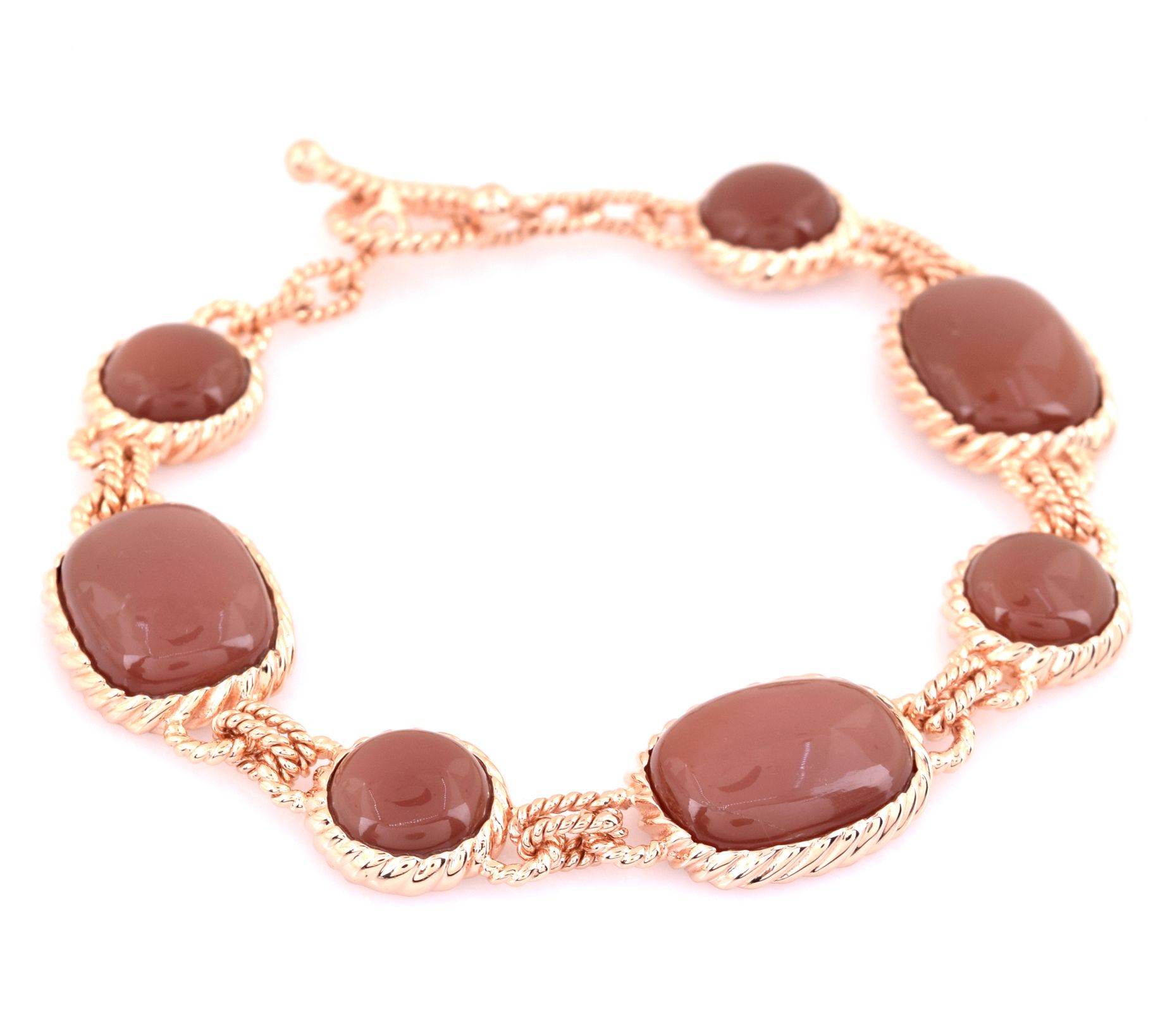 Affinity Gems Chocolate Moon Stone Bracelet, 14K Rose Plated