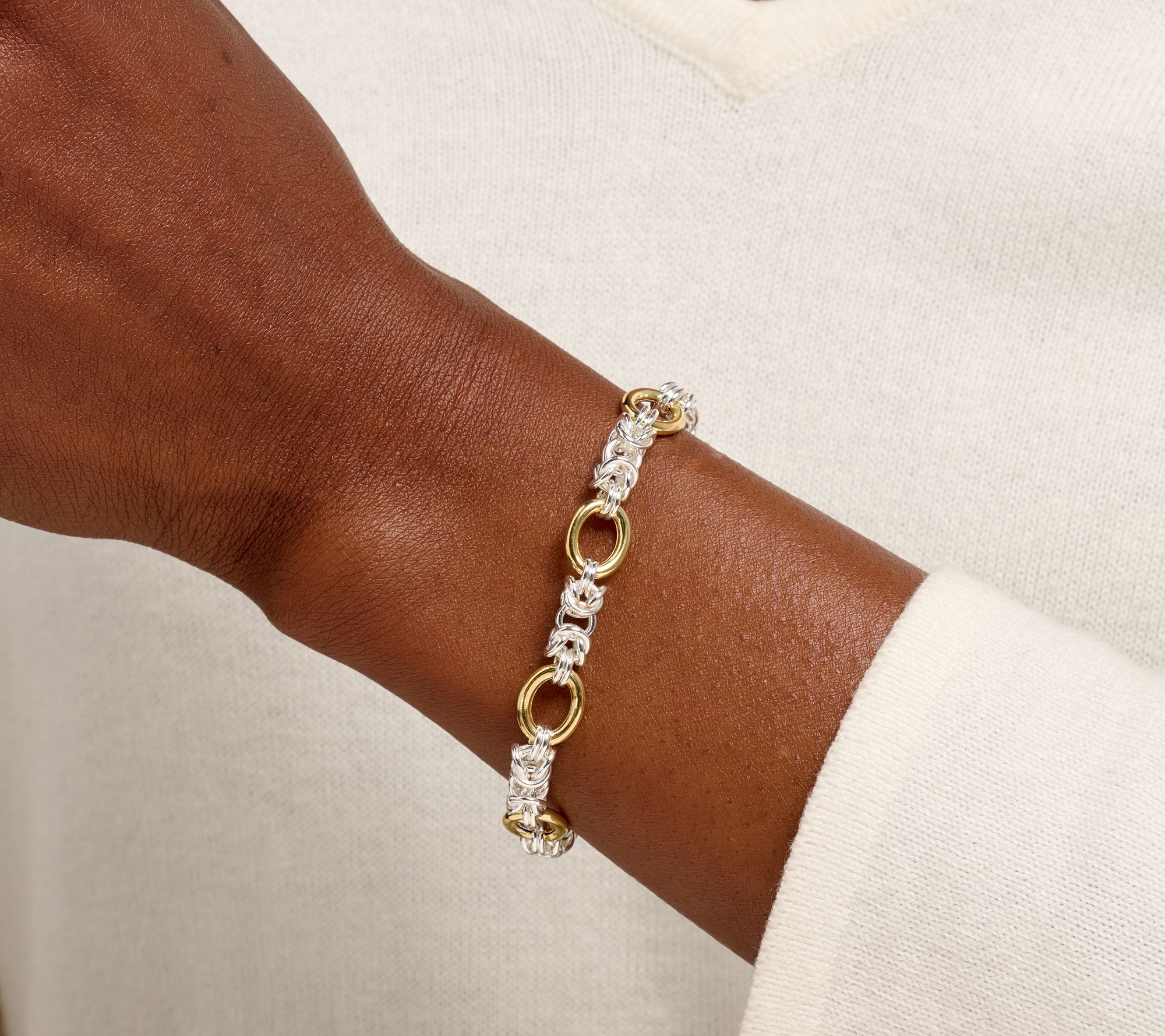 UltraFine 950 Silver Byzantine Station Status Bracelet w/ Mag