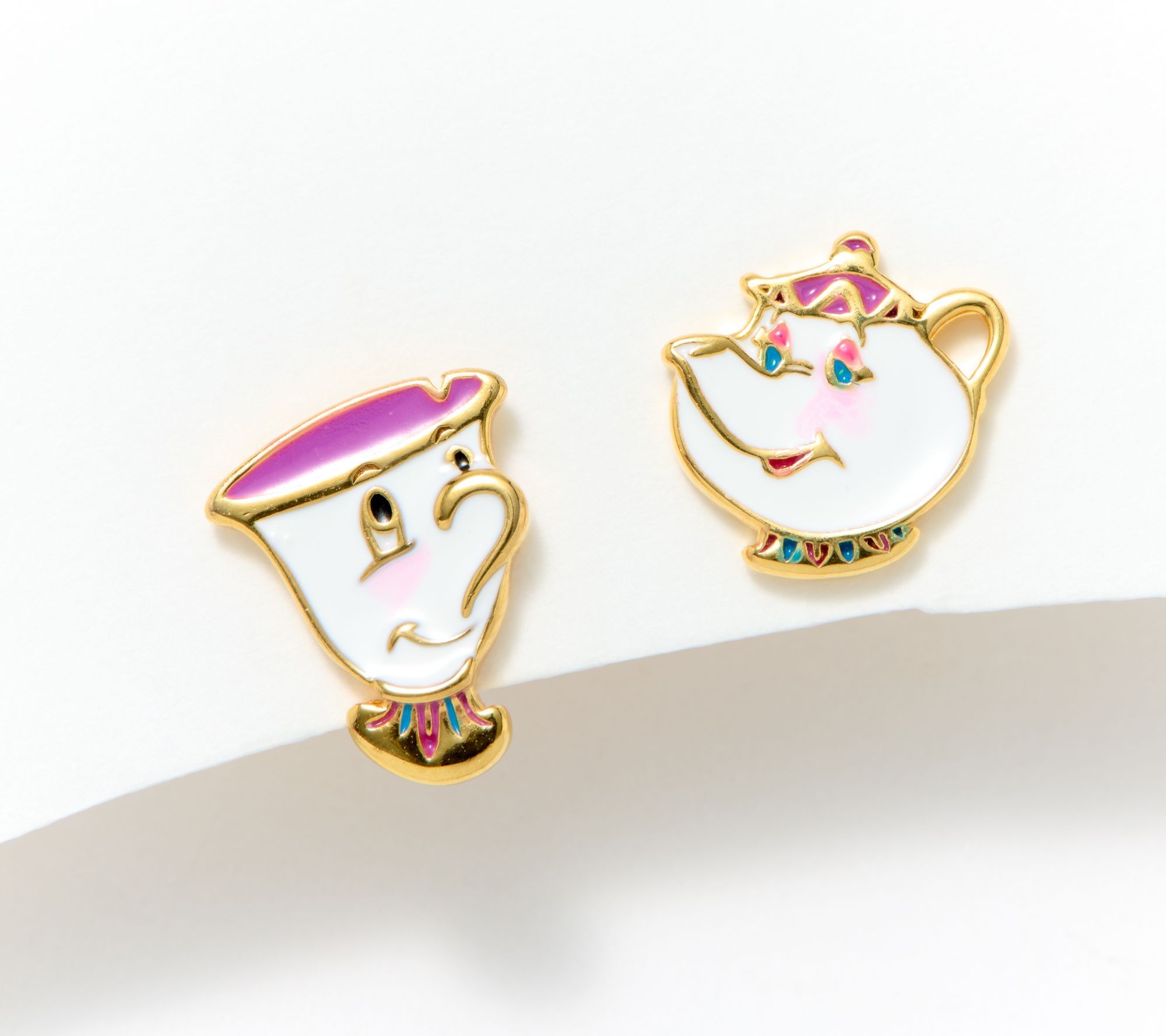 Disney Mrs. Potts & Chip Sterling Stud Earrings & Trinket Tray