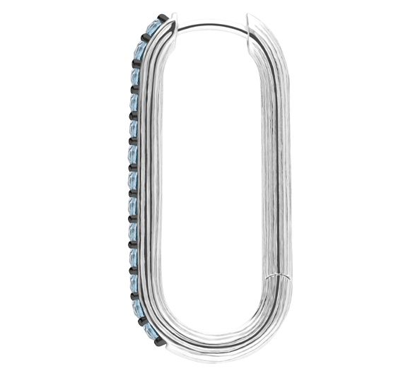 Ariva Sterling Silver Blue Topaz Oval Hoop Earrings