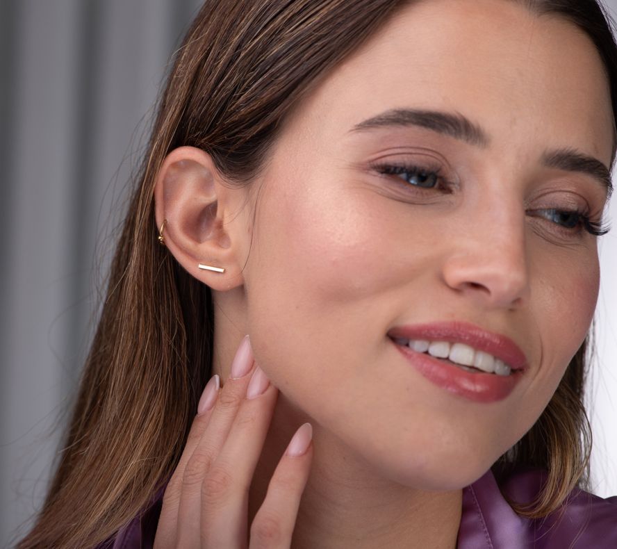 Adi Paz 14K Gold Bar Stud Earrings