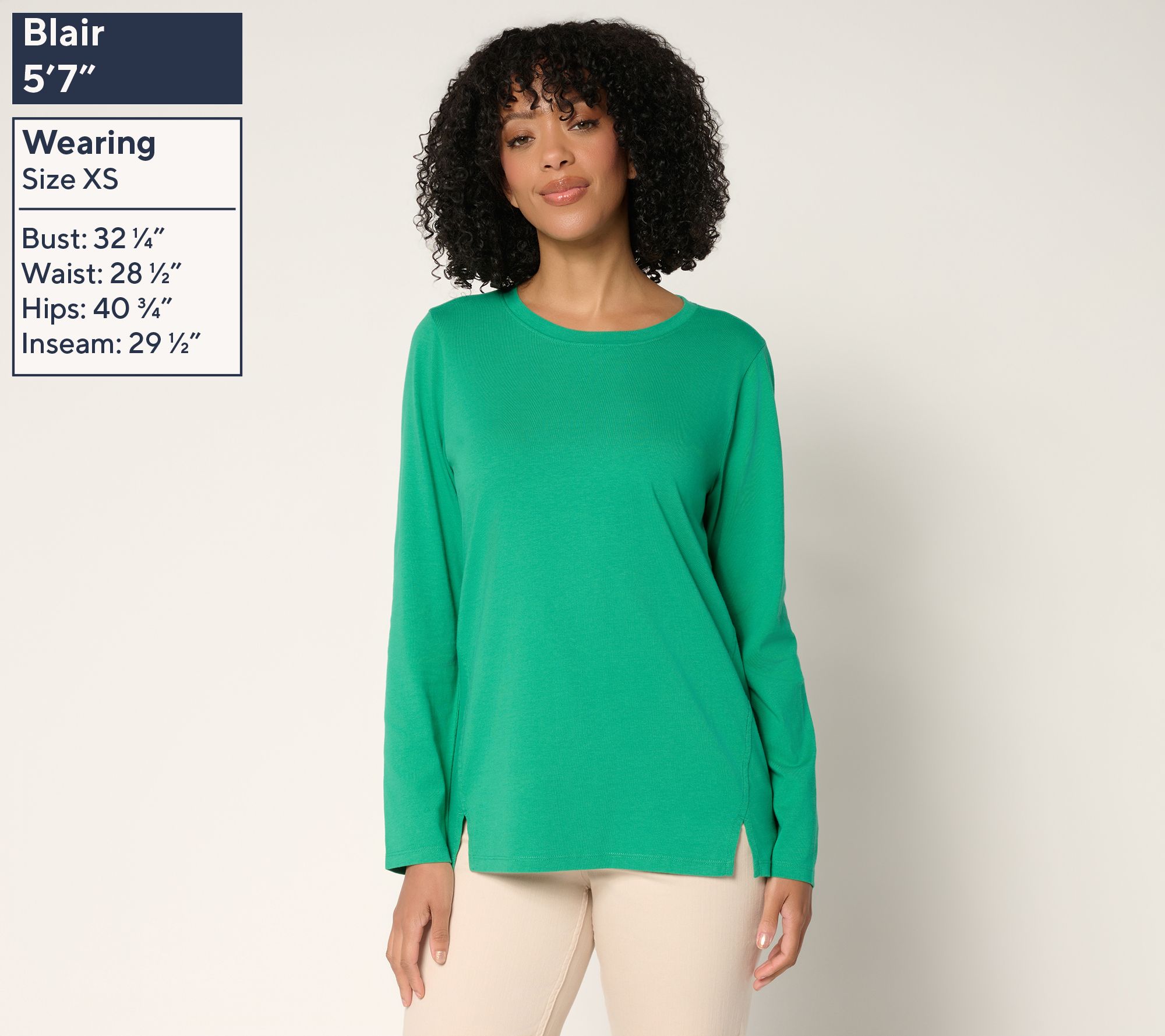 LOGO by Lori Goldstein Long Sleeve Everyday Tee with Slits