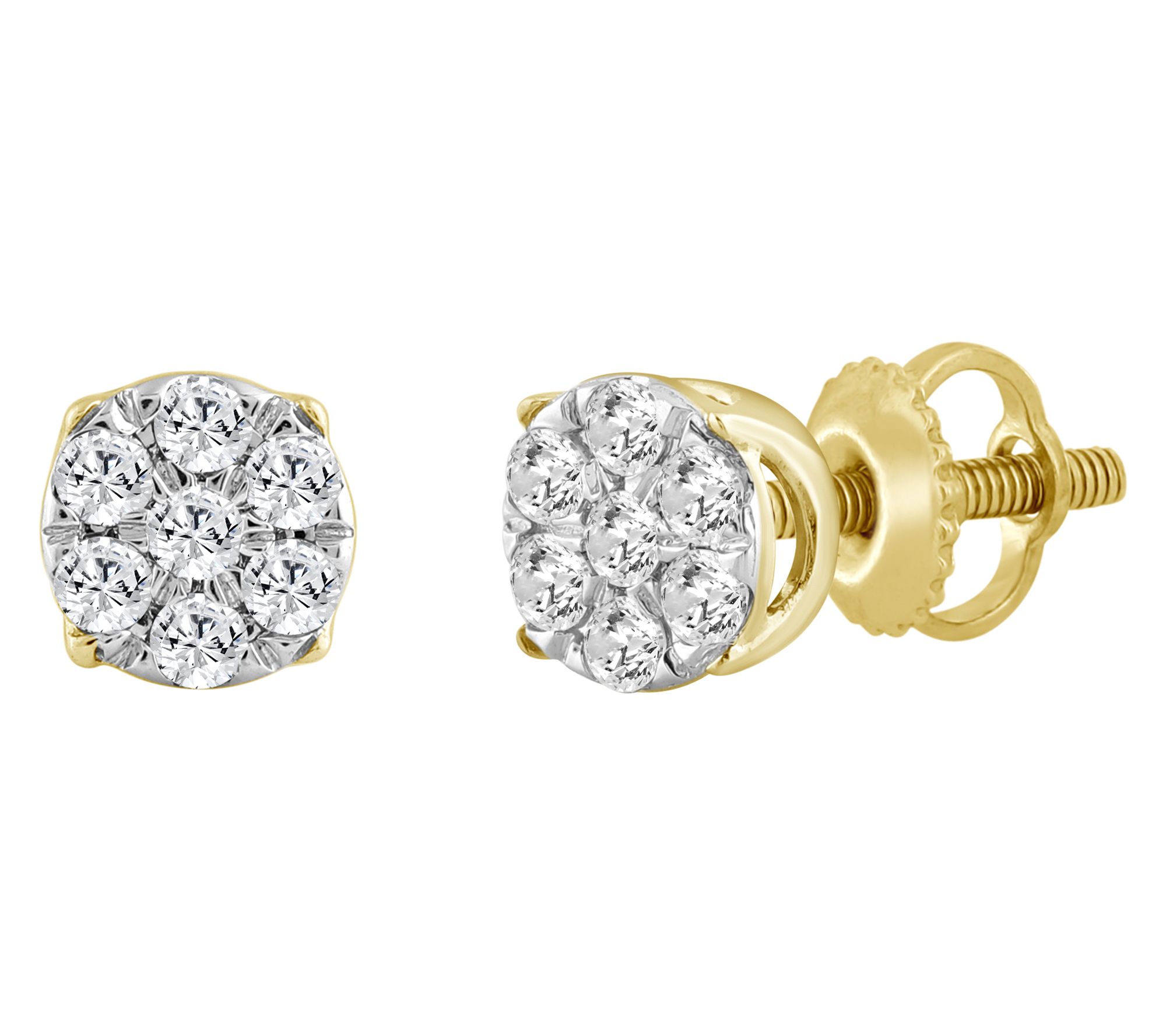 Men's 0.25 cttw Diamond Round Stud Earrings, 10K Gold