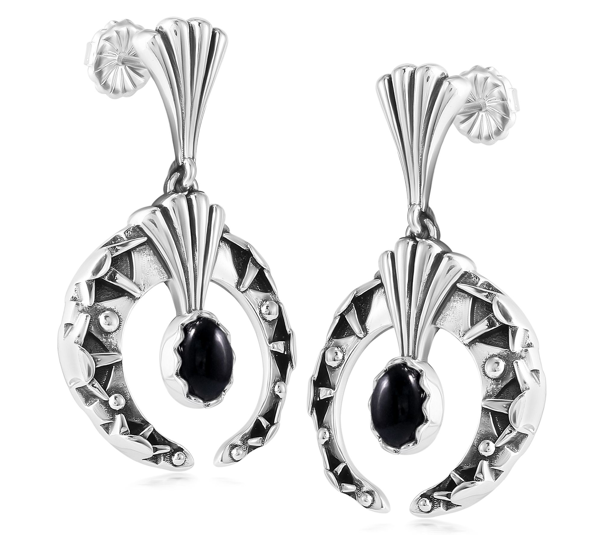 Fritz Casuse Sterling Silver Oval Gemstone NajaEarrings