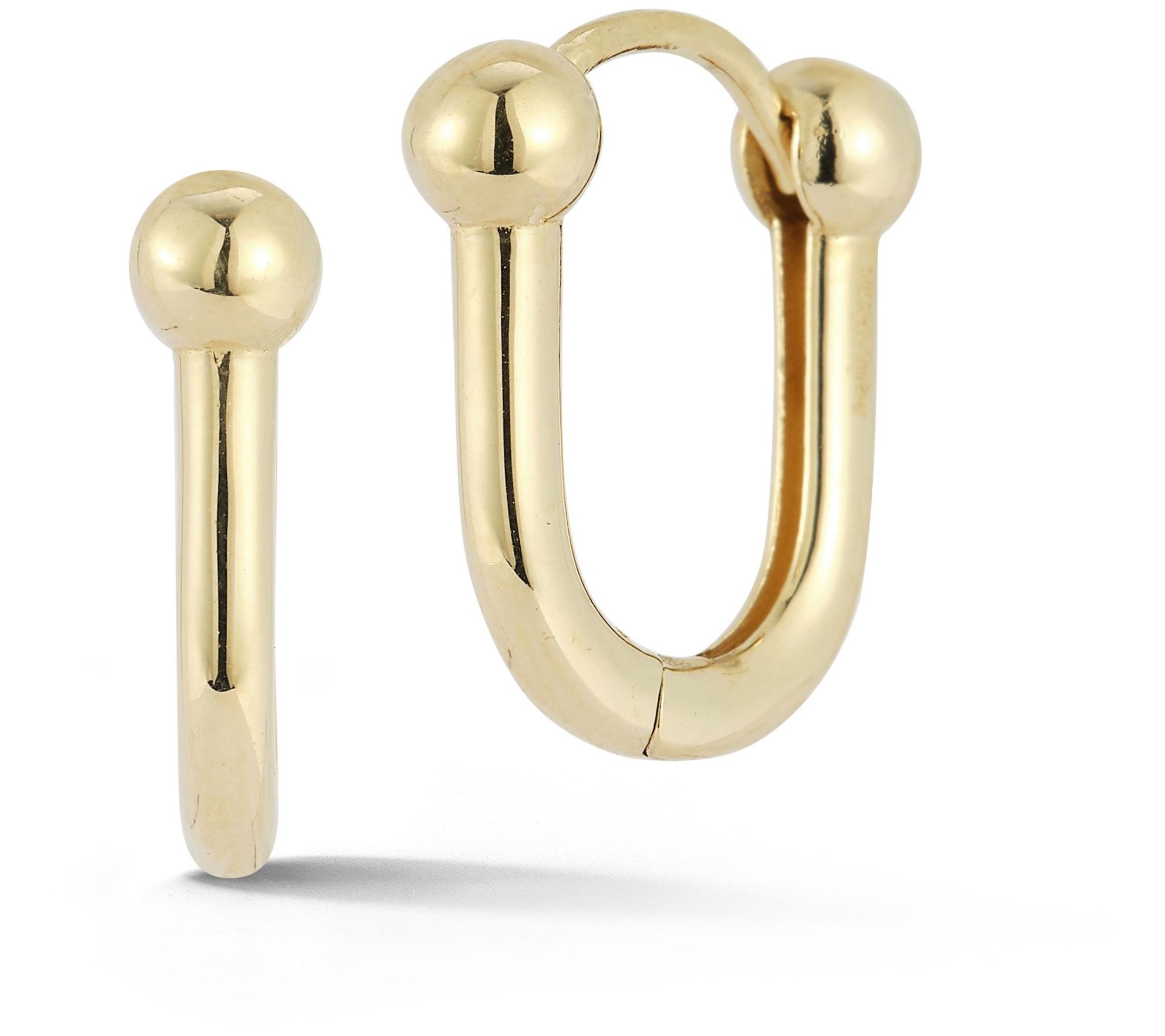 Luminosa Gold Double Ball Huggie Hoop Earrings, 14K