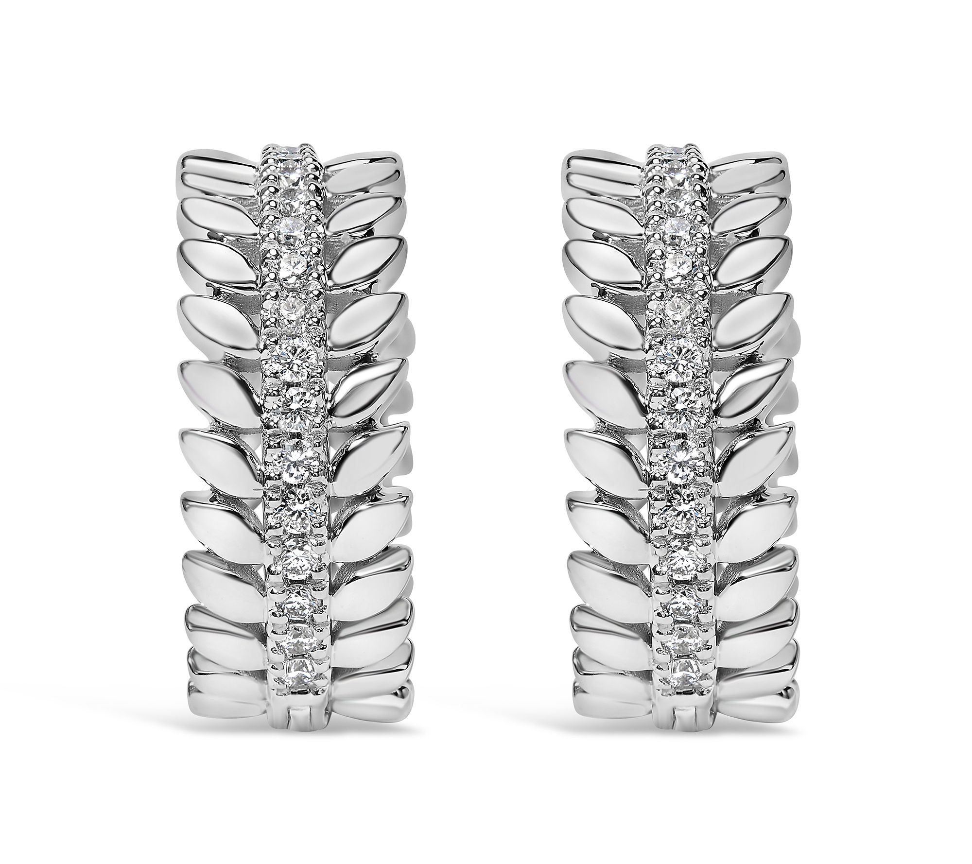 Haus of Brilliance Lab-Grown Diamond Leafy Hoop Earrings, 14K