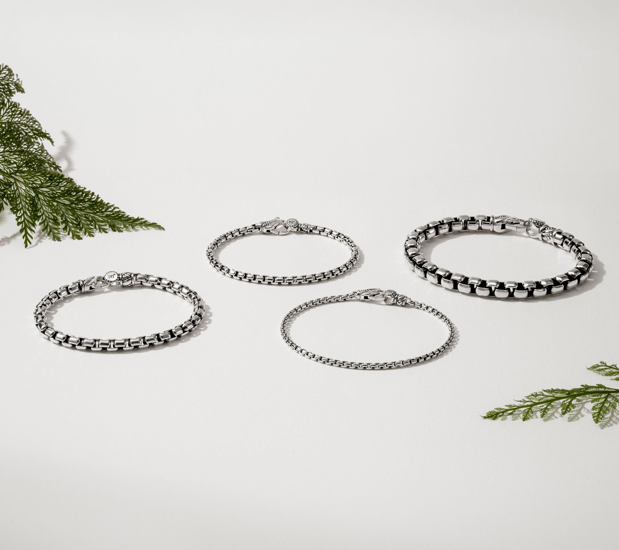 JAI Sterling Silver 3.7mm Box Chain Bracelet, 10.2g