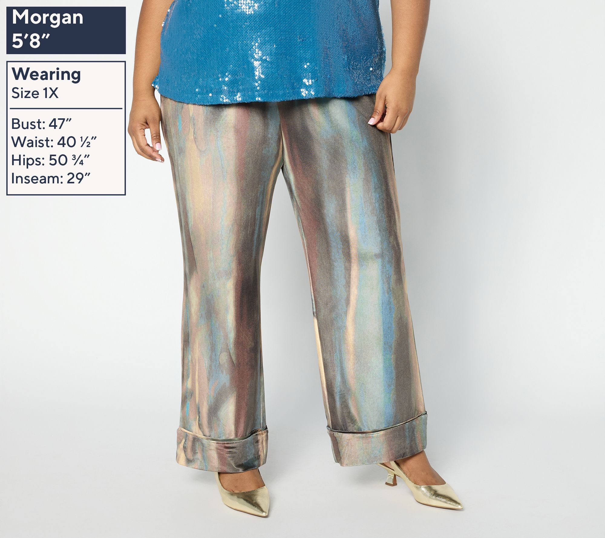 LOGO by Lori Goldstein Regular Printed Velvet Full Length Pants