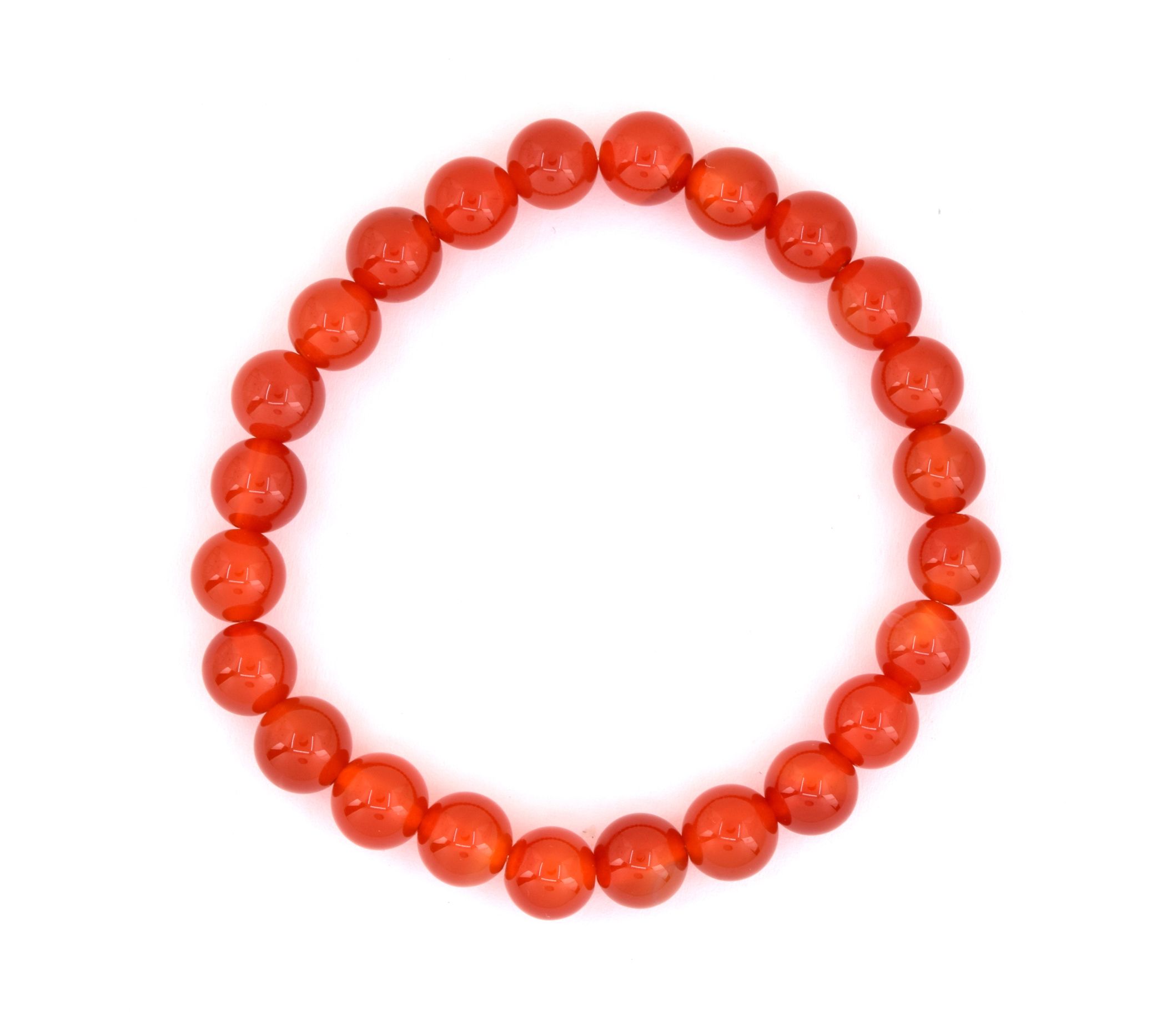 Orange Chalcedony Smooth Beaded Stretch Bracelet