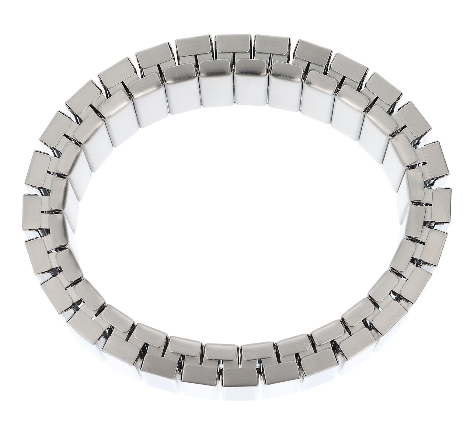 Steel by Design Black & White Enamel Stretch Bracelet