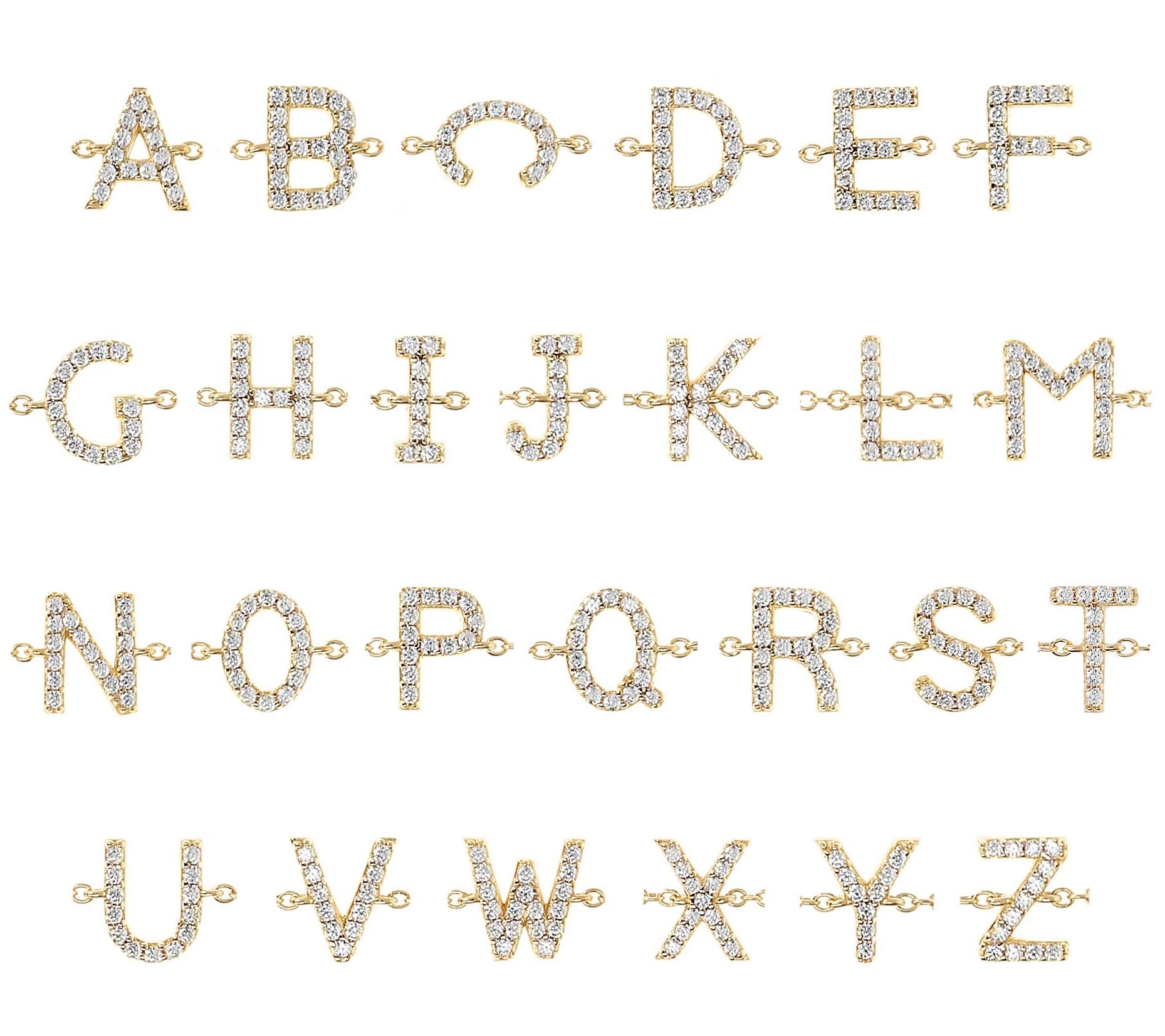 Diamonique Initial Adjustable Bracelet, 14K Gol d Clad