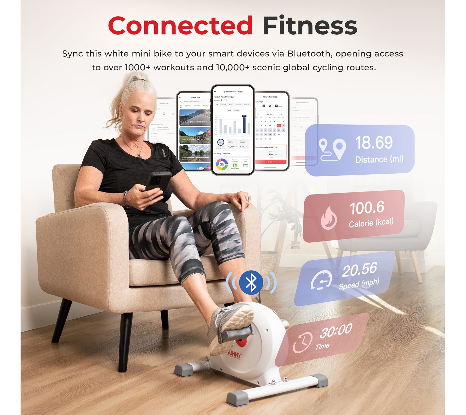 Sunny Fitness Under Desk Smart Mini Pedal Dual Function