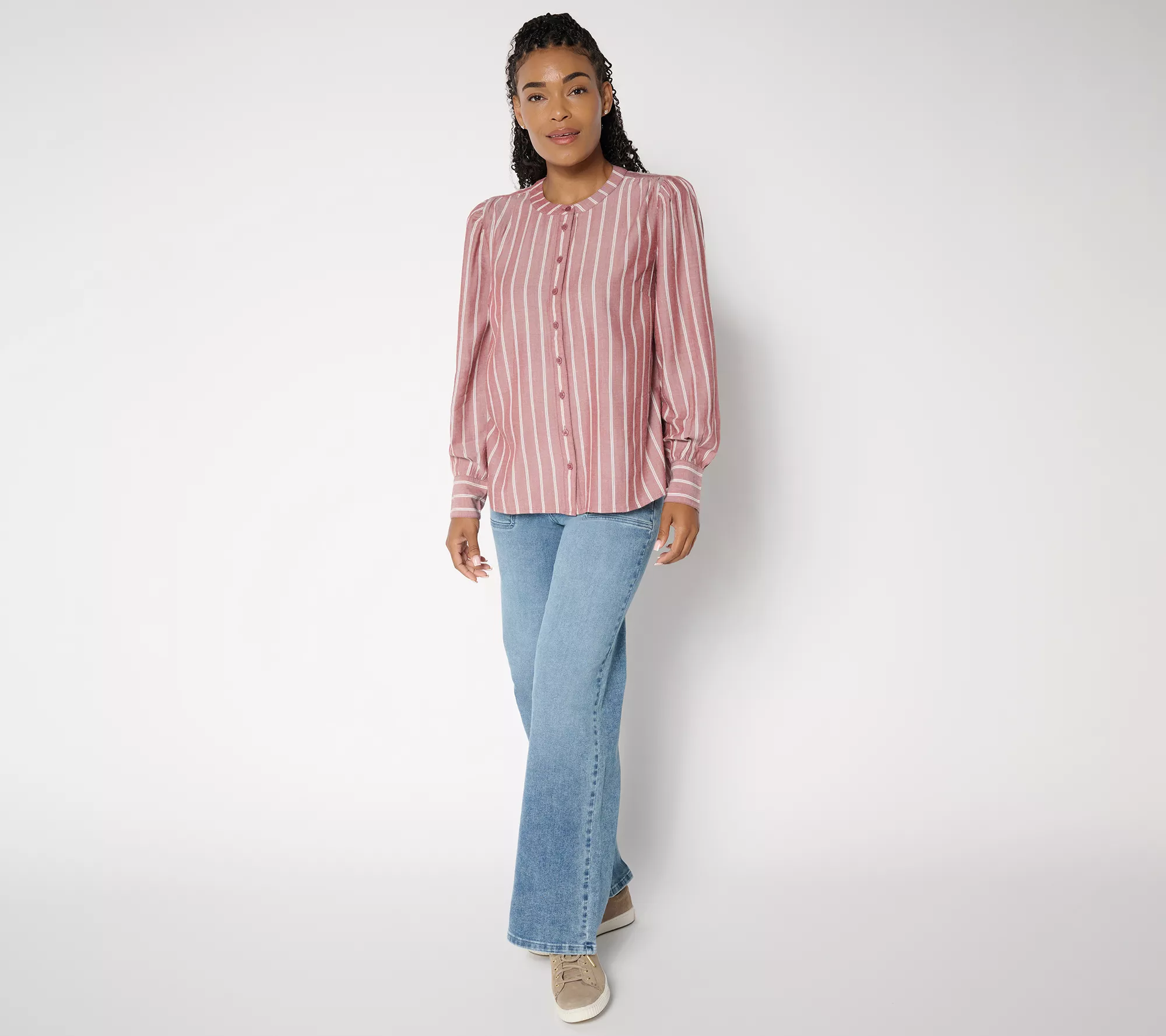 Me by Jennie Garth Goldie Yarn Dye Striped Blouse