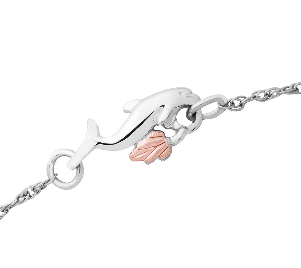 Black Hills Gold Dolphin Ankle Bracelet, Sterling/12K Gold