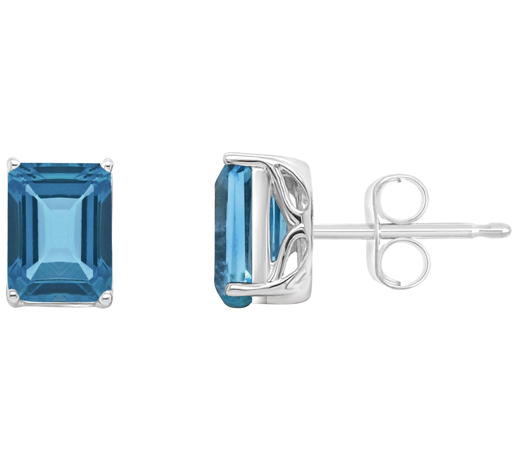 Sterling Silver 3.60 cttw London Blue Topaz Stud Earrings