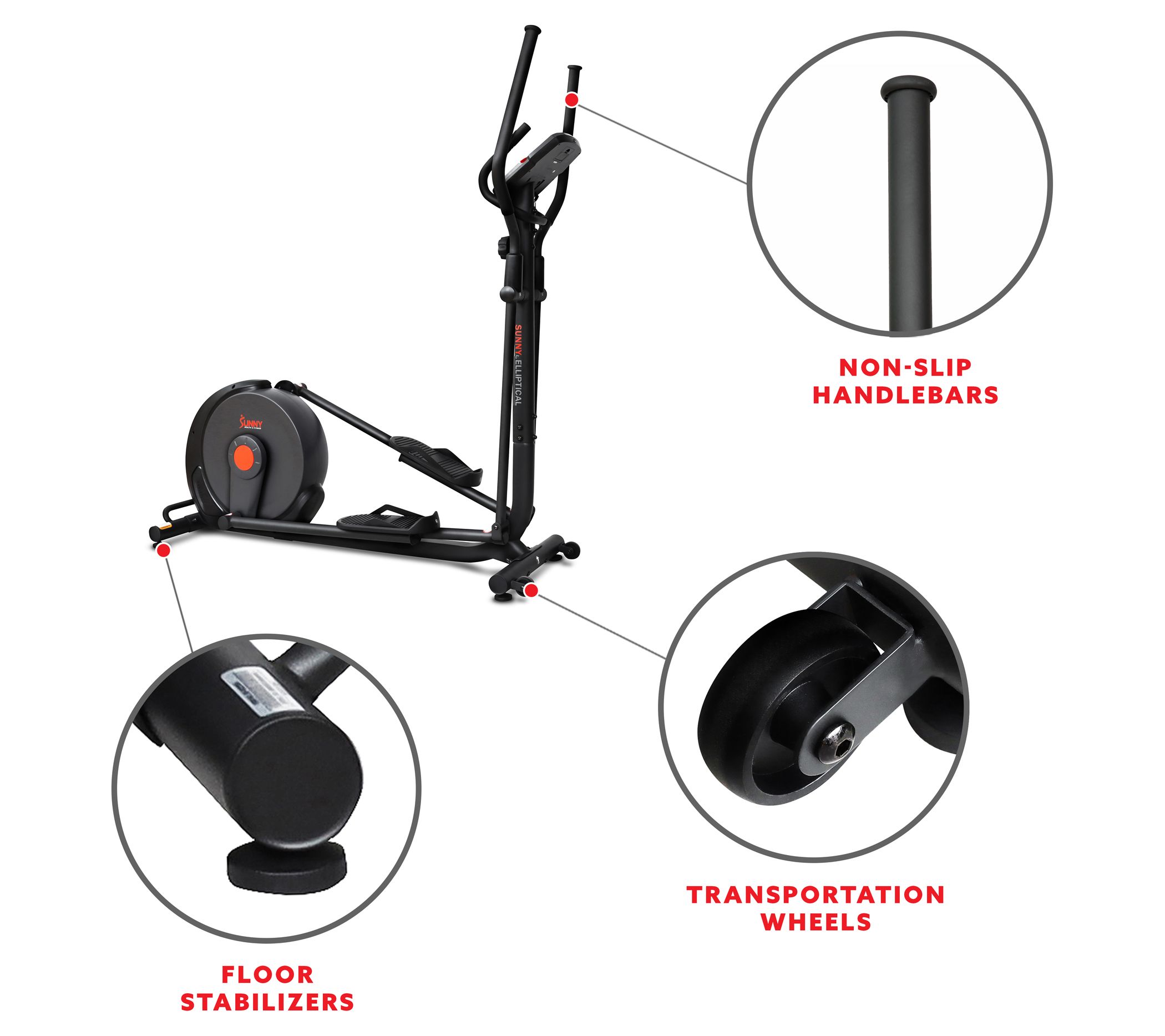 Sunny Health & Fitness Power Stride Smart Elliptical Trainer