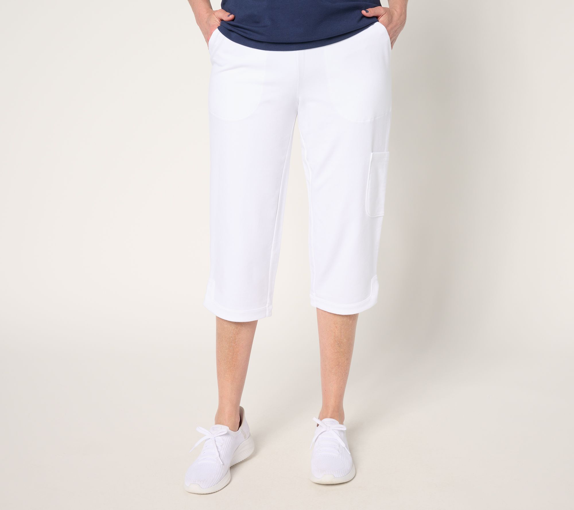 Denim & Co. Active Petite French Terry Straight Leg Capri Pants