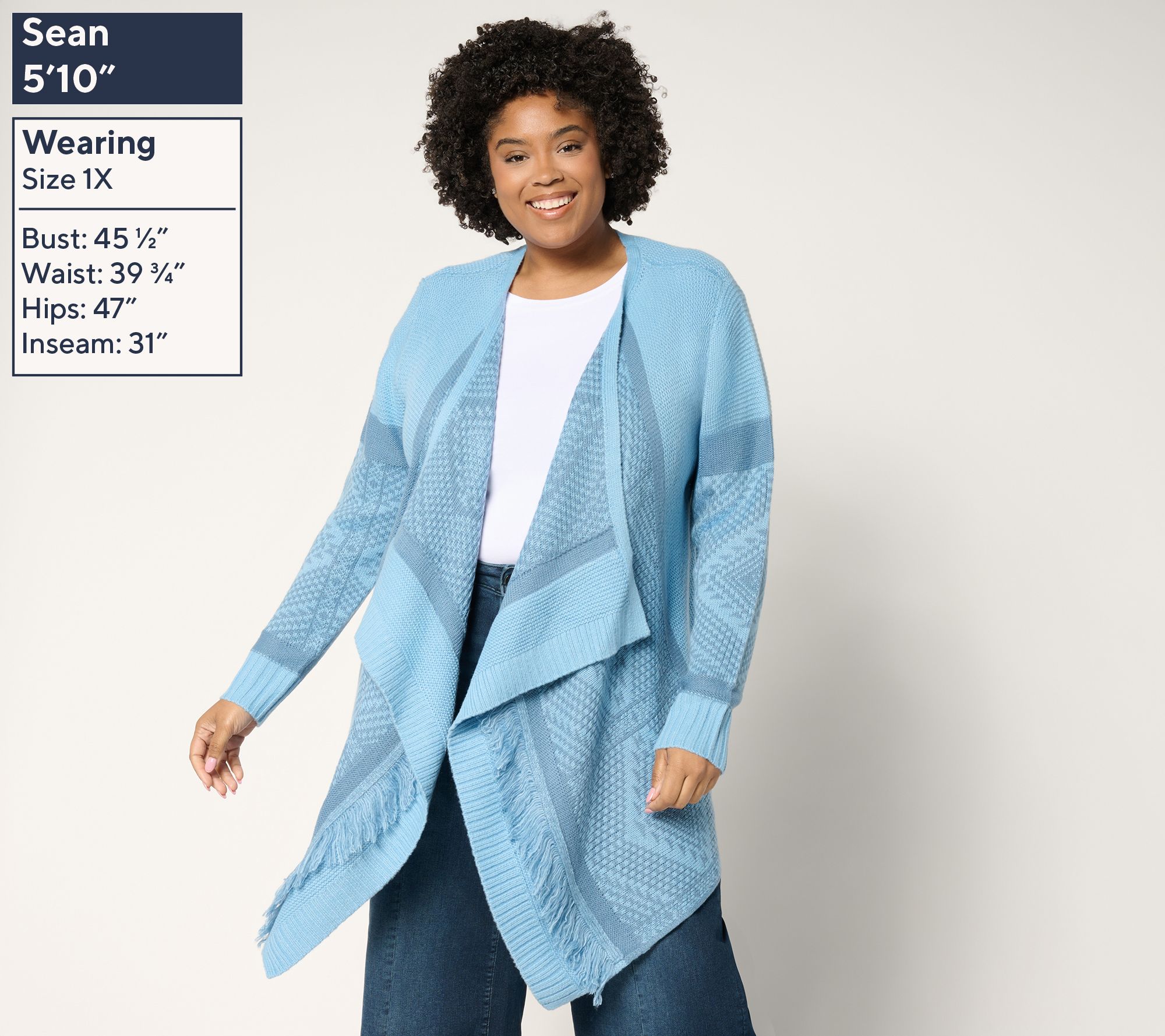 Denim & Co. Canyon Retreat Drape Front Cardigan with Fringe