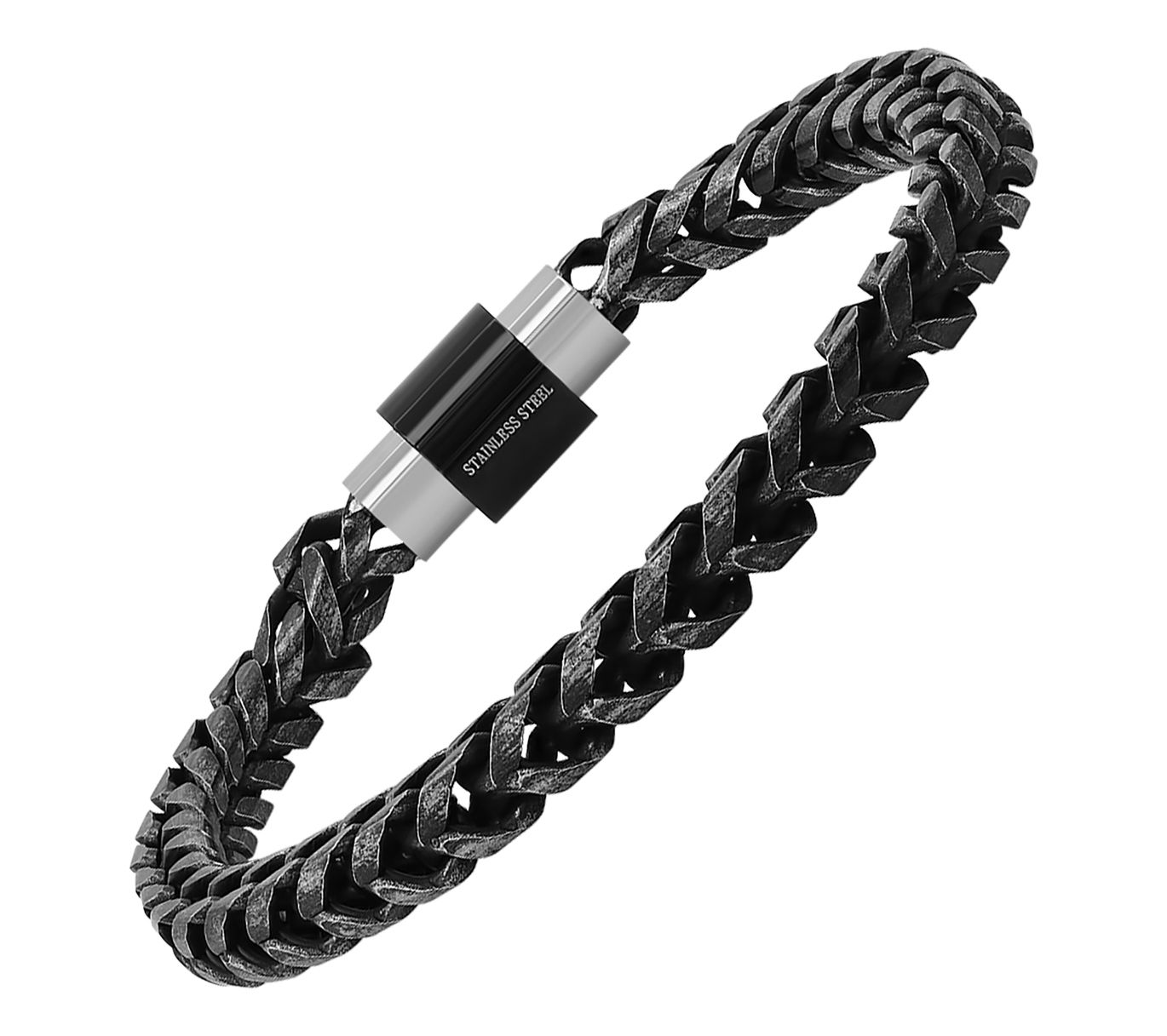 Steel By Design Men's Oxidized Wheat Chain Bracelet