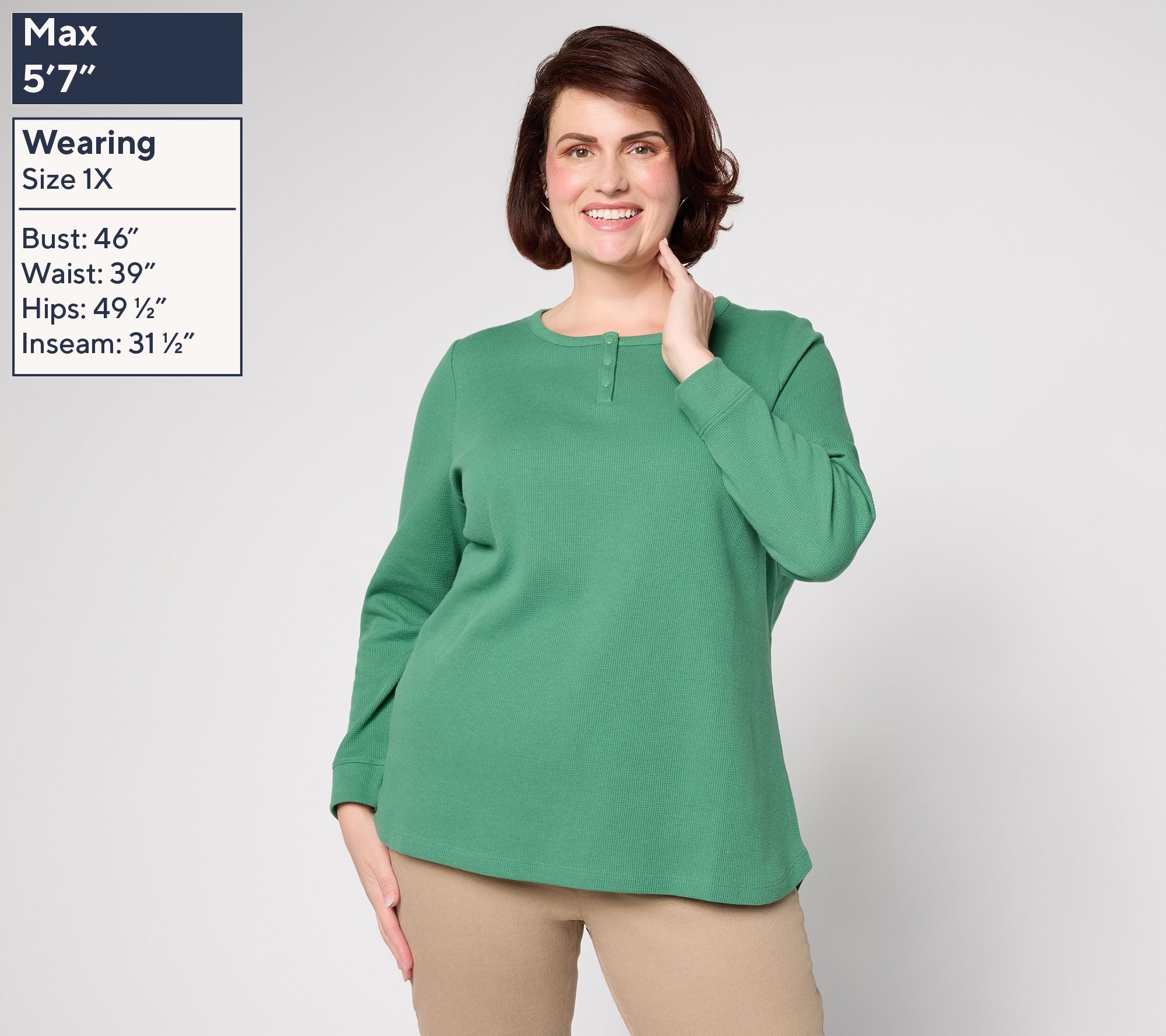 Denim & Co. Essentials 2-Pack Waffle Knit Henley Tops