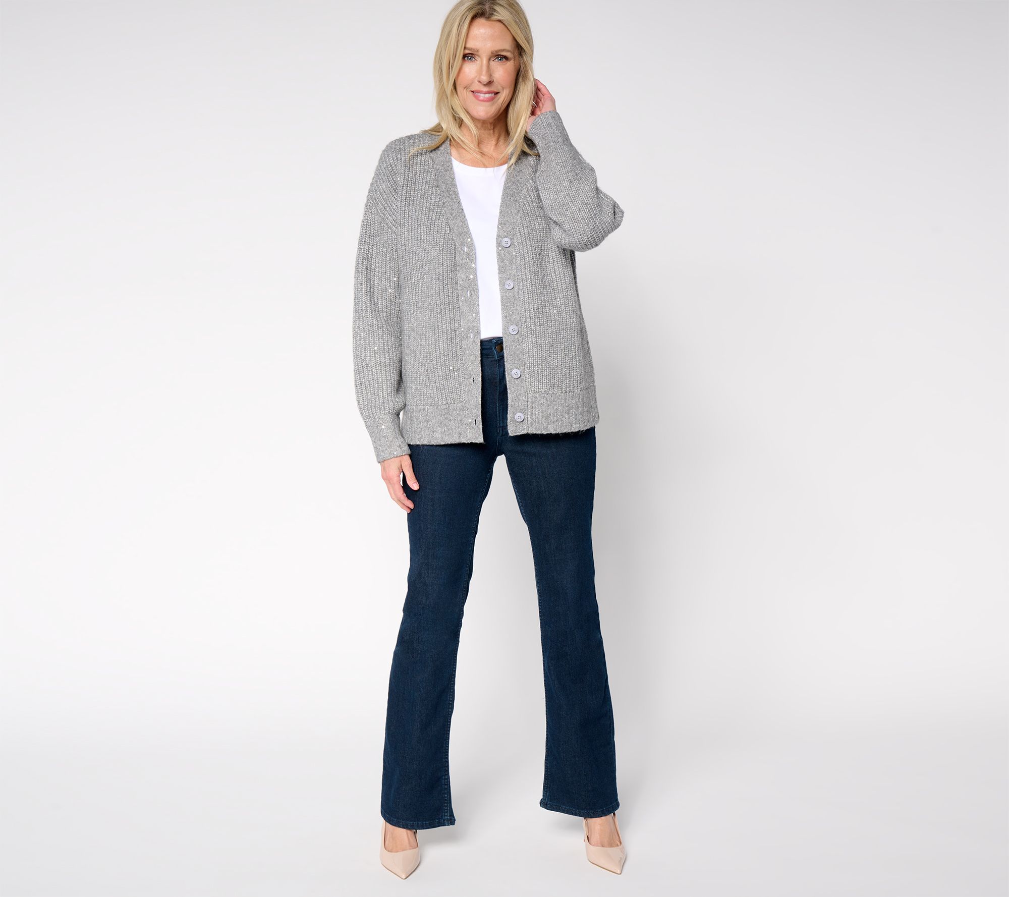 Studio Park x Amy Stran Button Front Sparklin' Cardigan