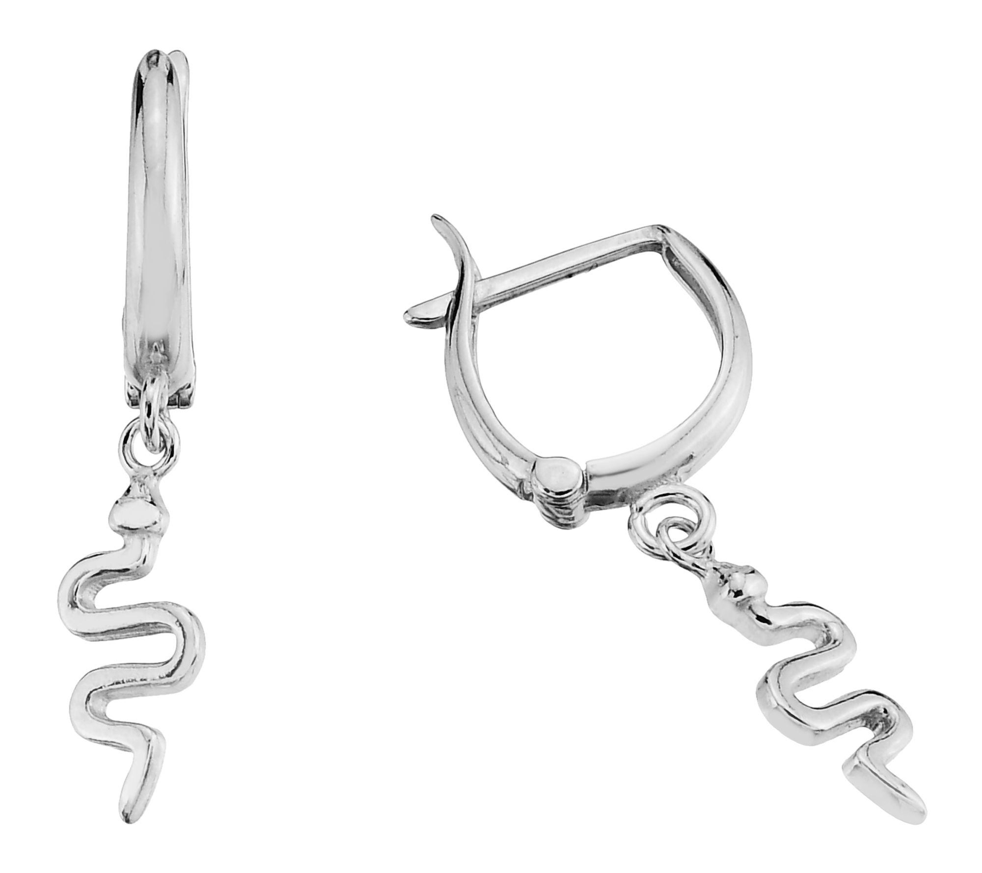 Silver Style Snake Hoop Drop Earrings, SterlingSilver