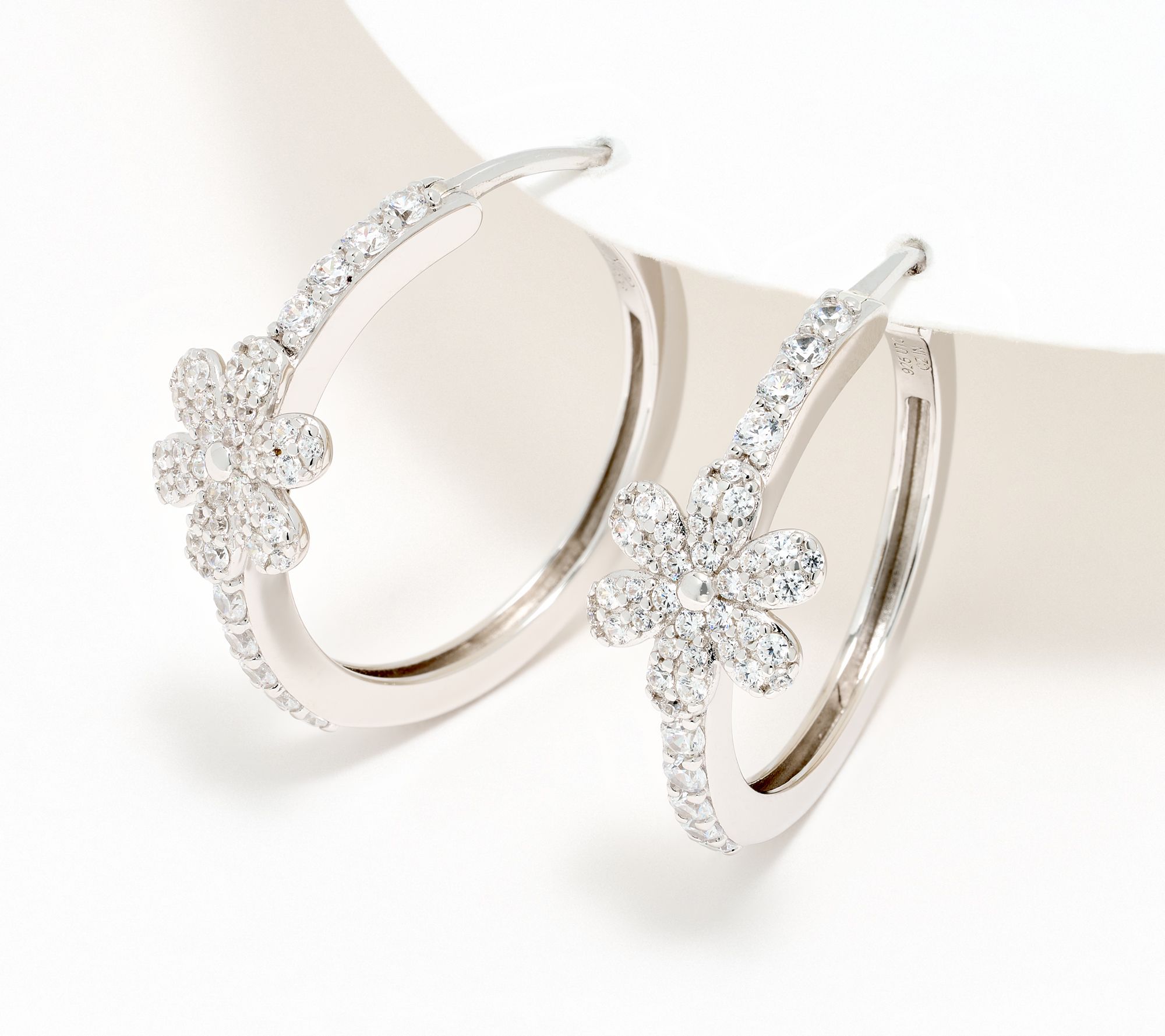 Diamonique x Kathy Levine Daisy Days Hoop Earrings, Sterling Silver