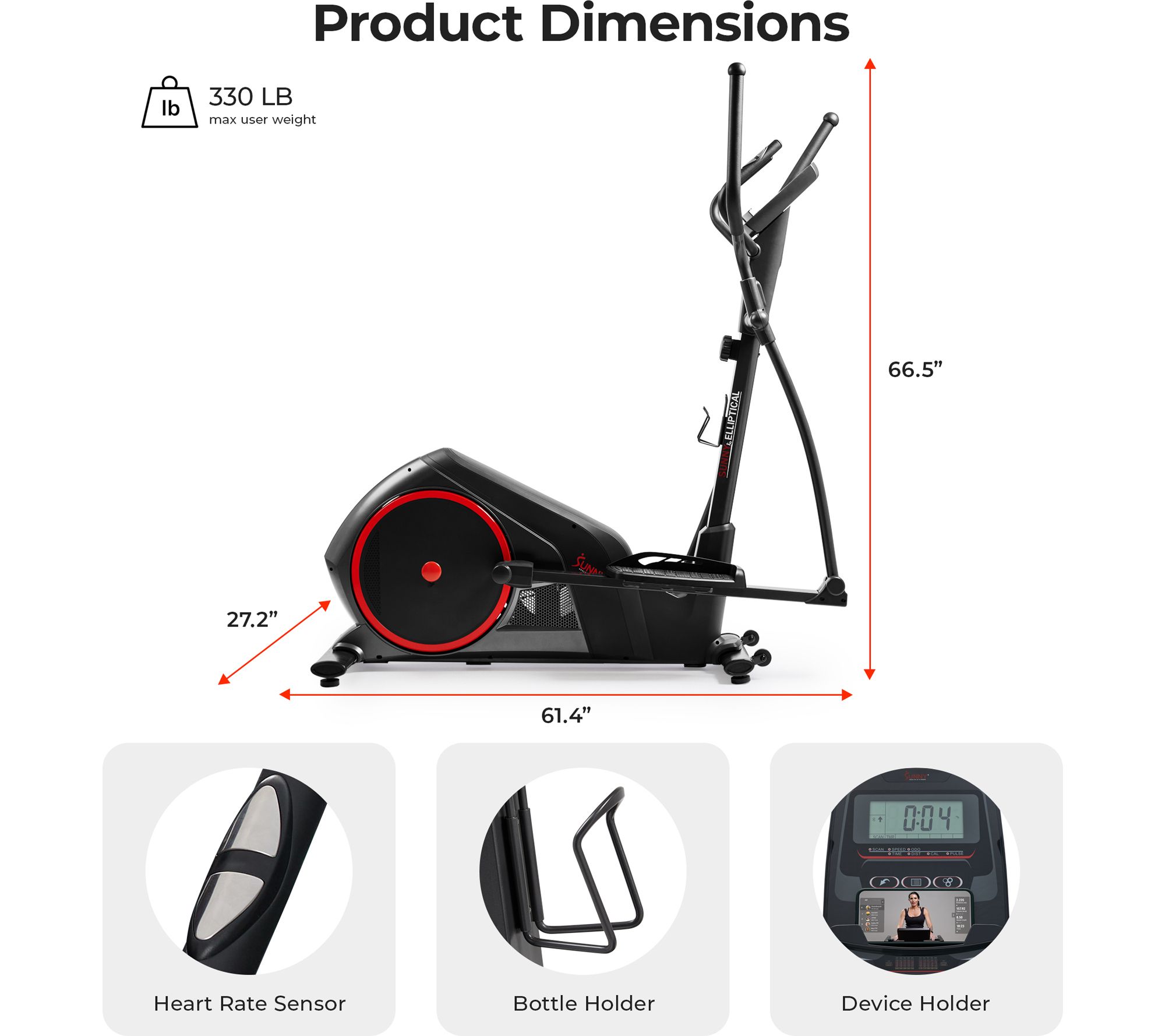Sunny Smart Heavy-Duty Elliptical Training Machine