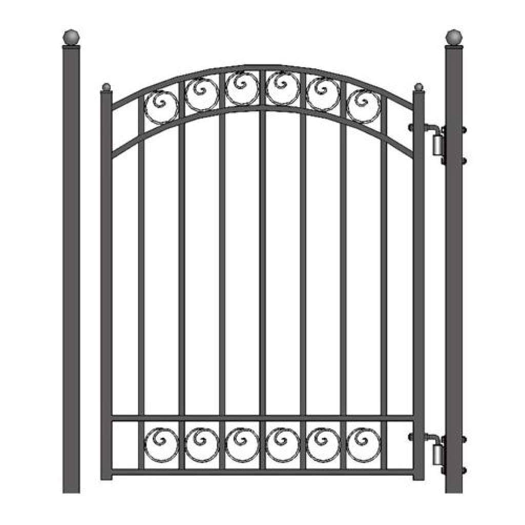 Dublin Style 4 ft. x 5 ft. Black Steel Pedestrian Fence Gate PGDUB