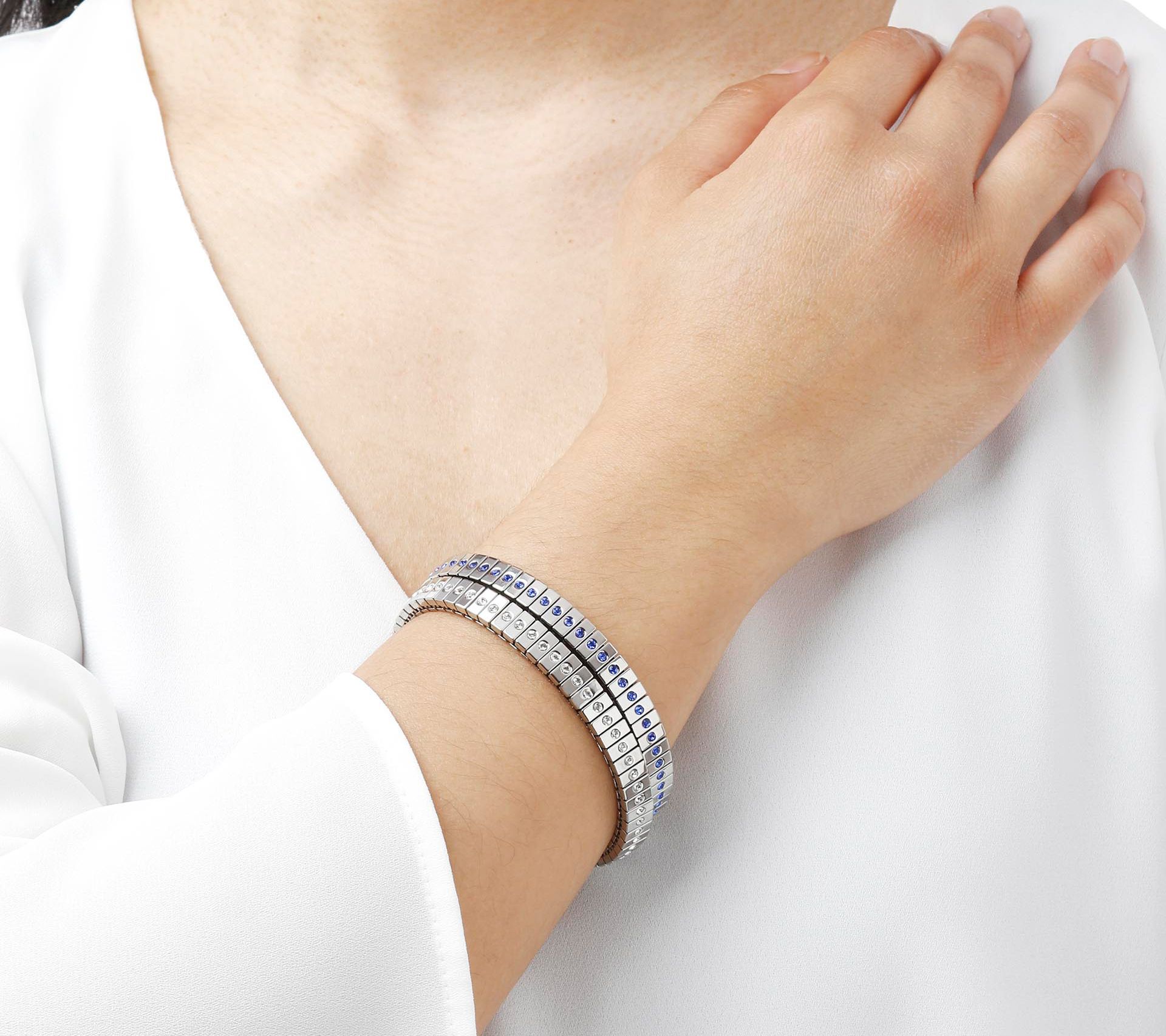 Steel by Design Crystal Accent Stretch Bracelet