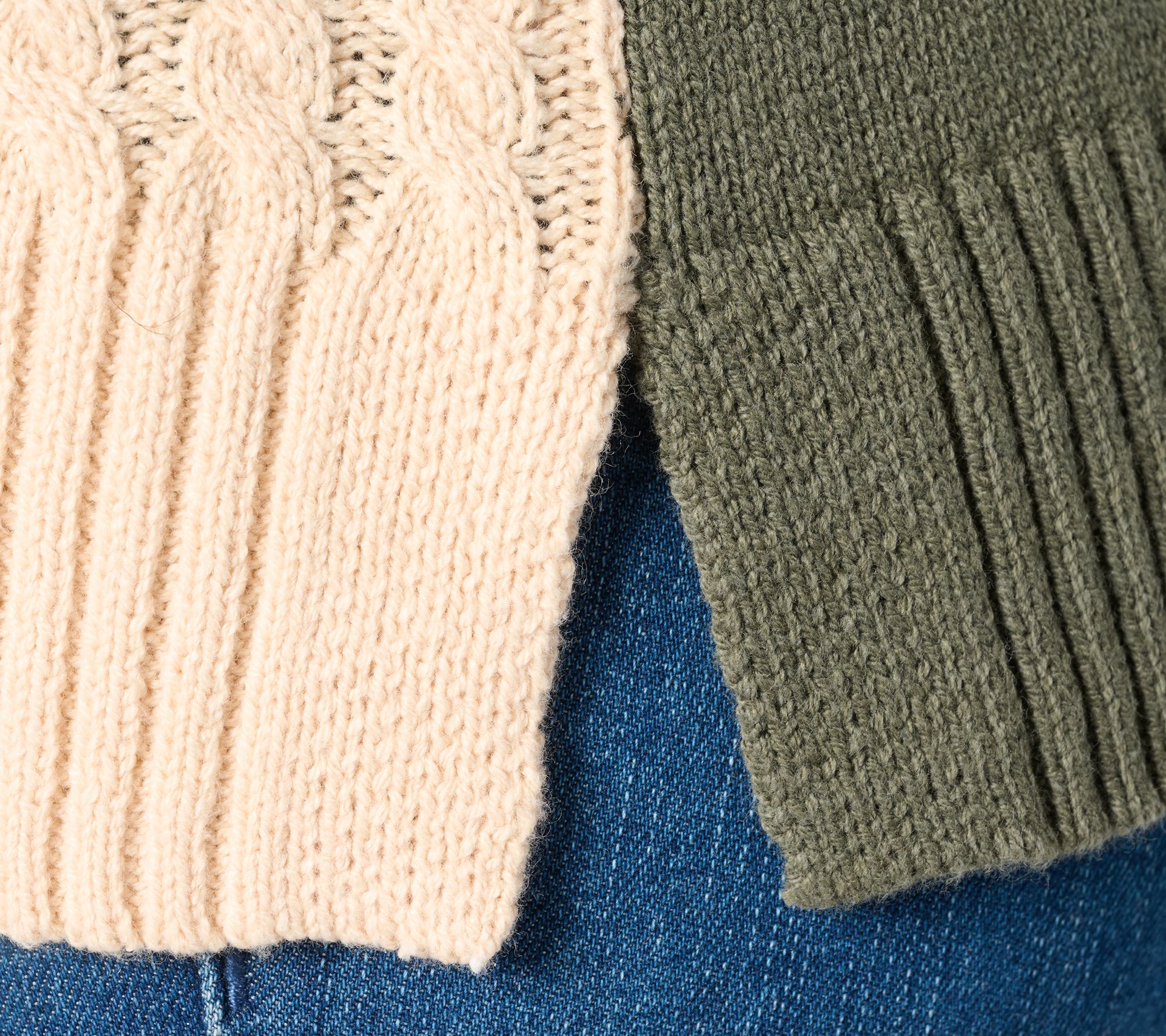 Belle by Kim Gravel Tri Textured Color Block Sweater