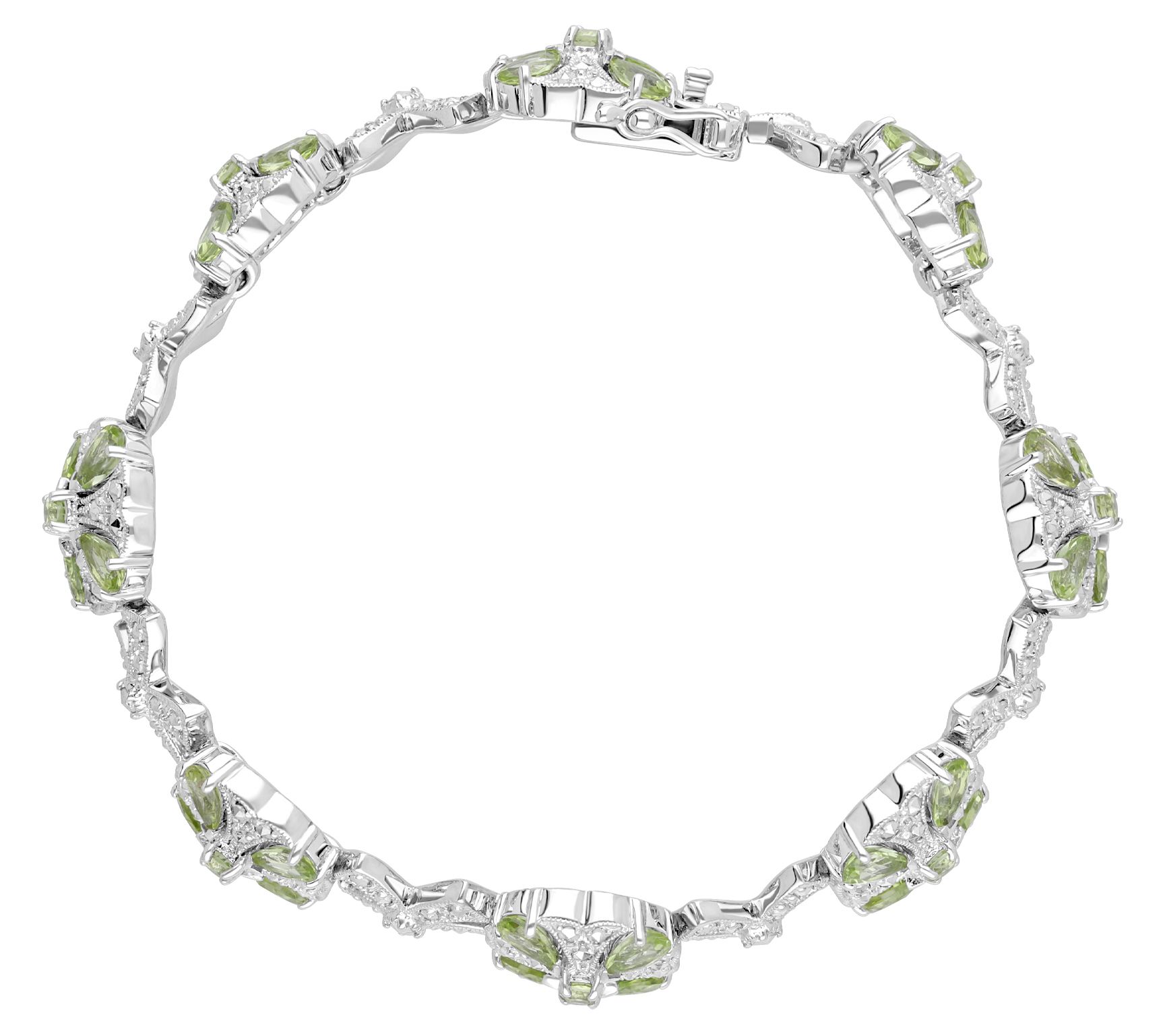 Dallas Prince Sterling Peridot & Chrome Marcasite Bracelet