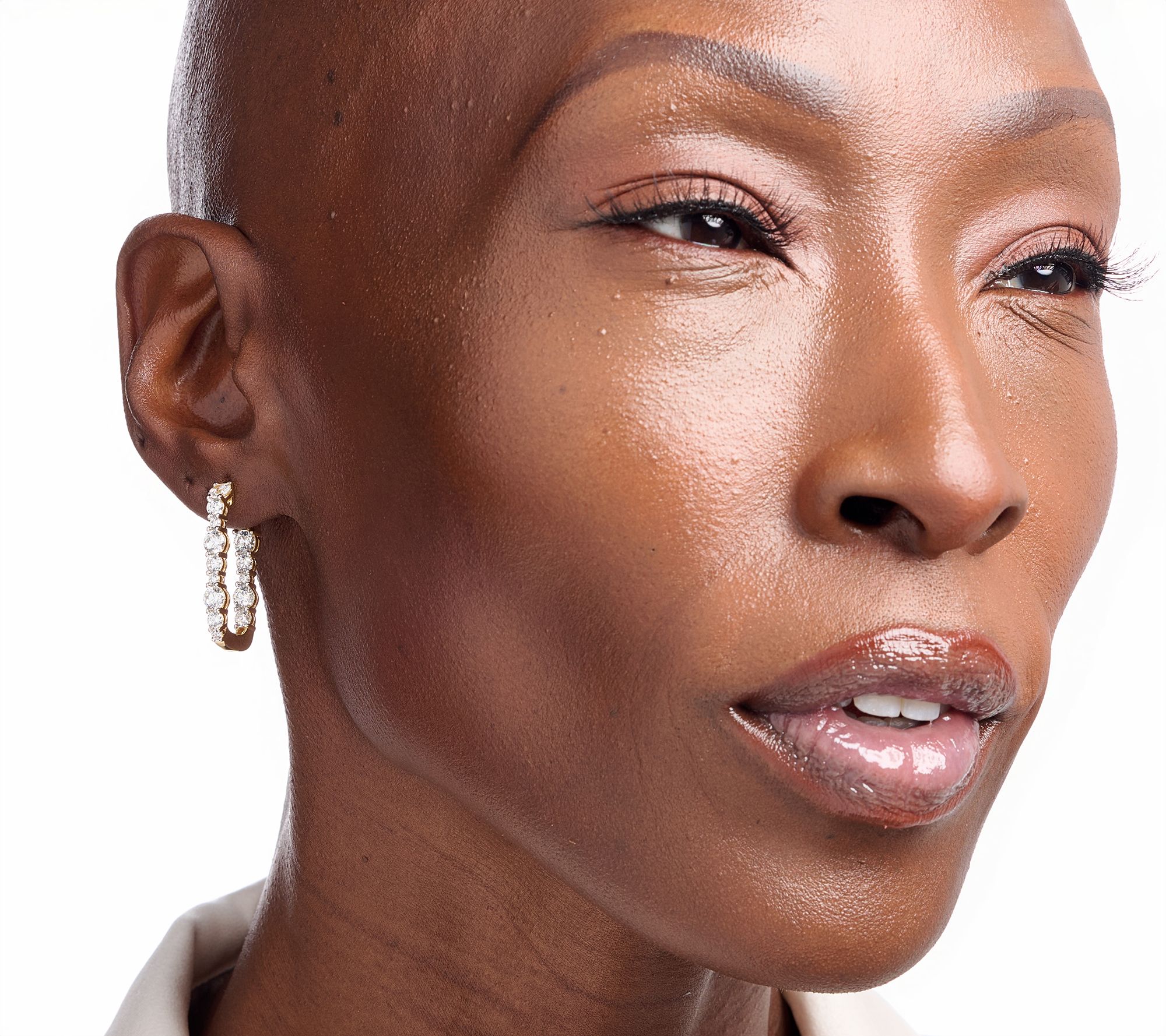 Diamonique x Jennifer Miller Elongated Oval Hoop Earrings, Sterling Silver