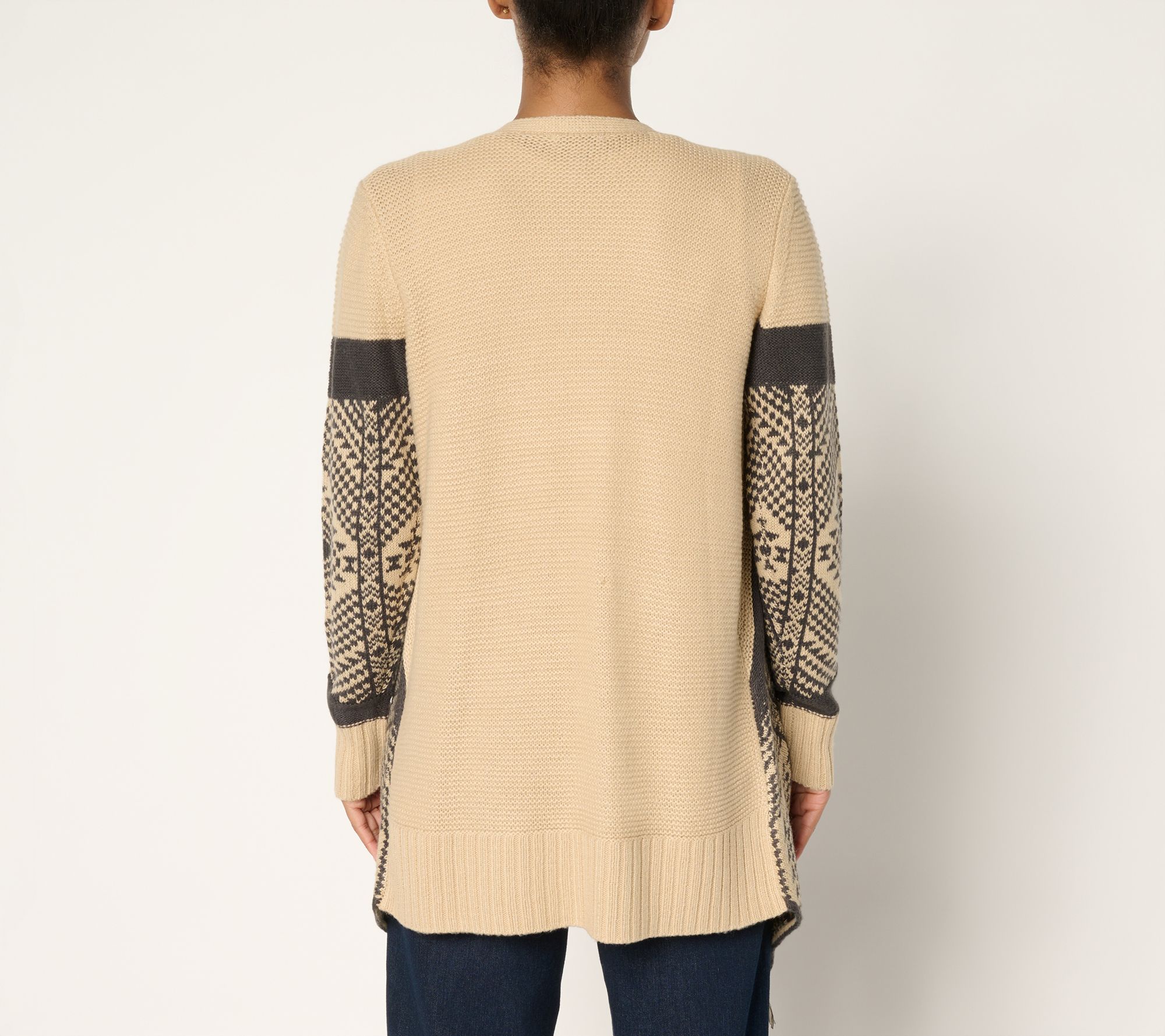 Denim & Co. Canyon Retreat Drape Front Cardigan with Fringe