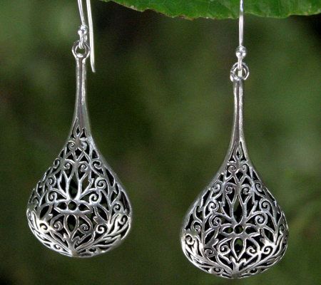 Novica Artisan-Crafted Sterling Filigree Drop Earrings