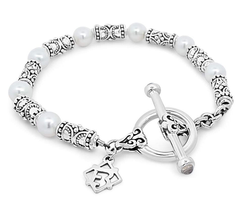 Elyse Ryan Sterling Cultured Pearl Bali StationBracelet